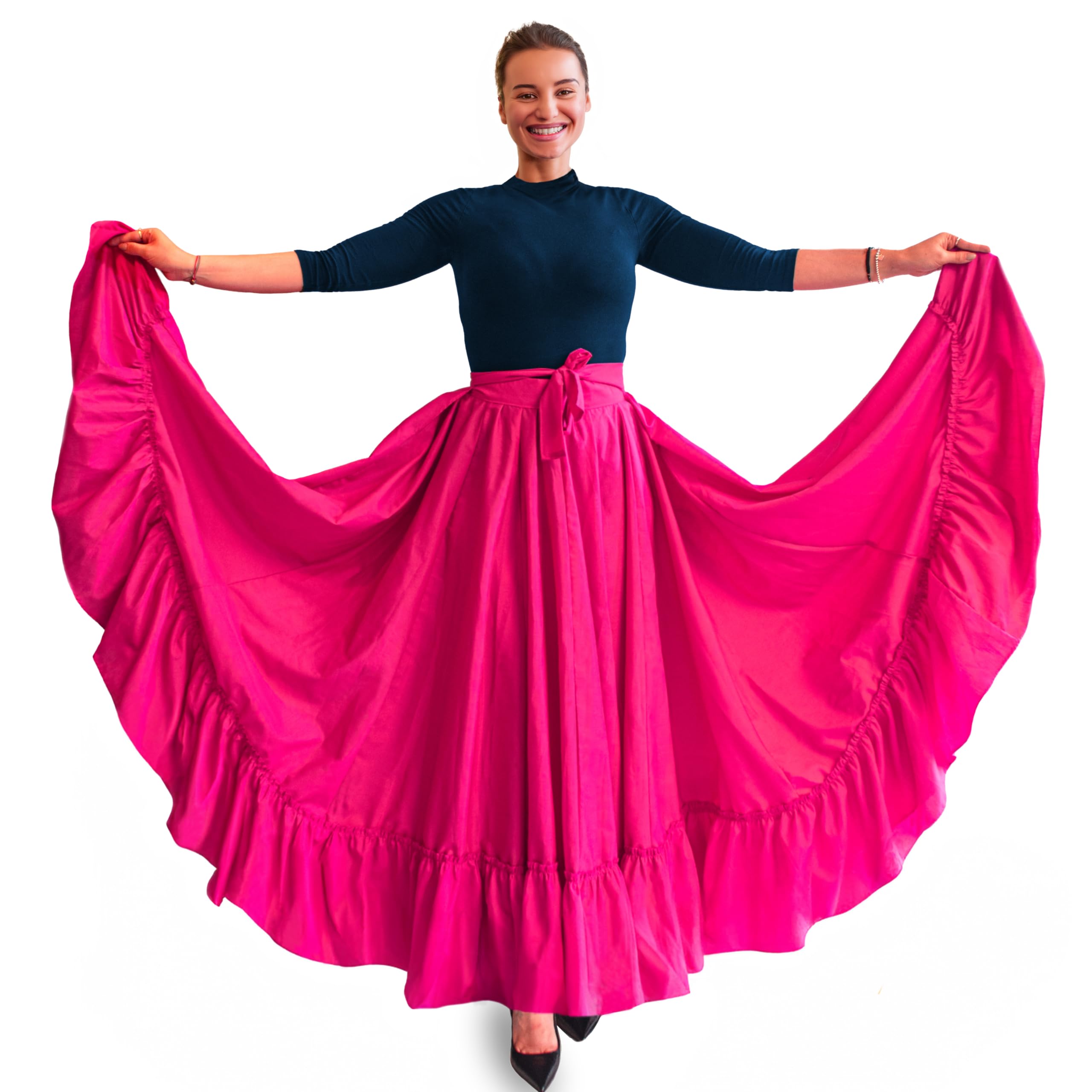 Professional Folkloric Dance Skirt for Mexican, Bomba, Plena & Flamenco | Double Circle Skirt | Perfect for Performances, Practice & Cultural Events