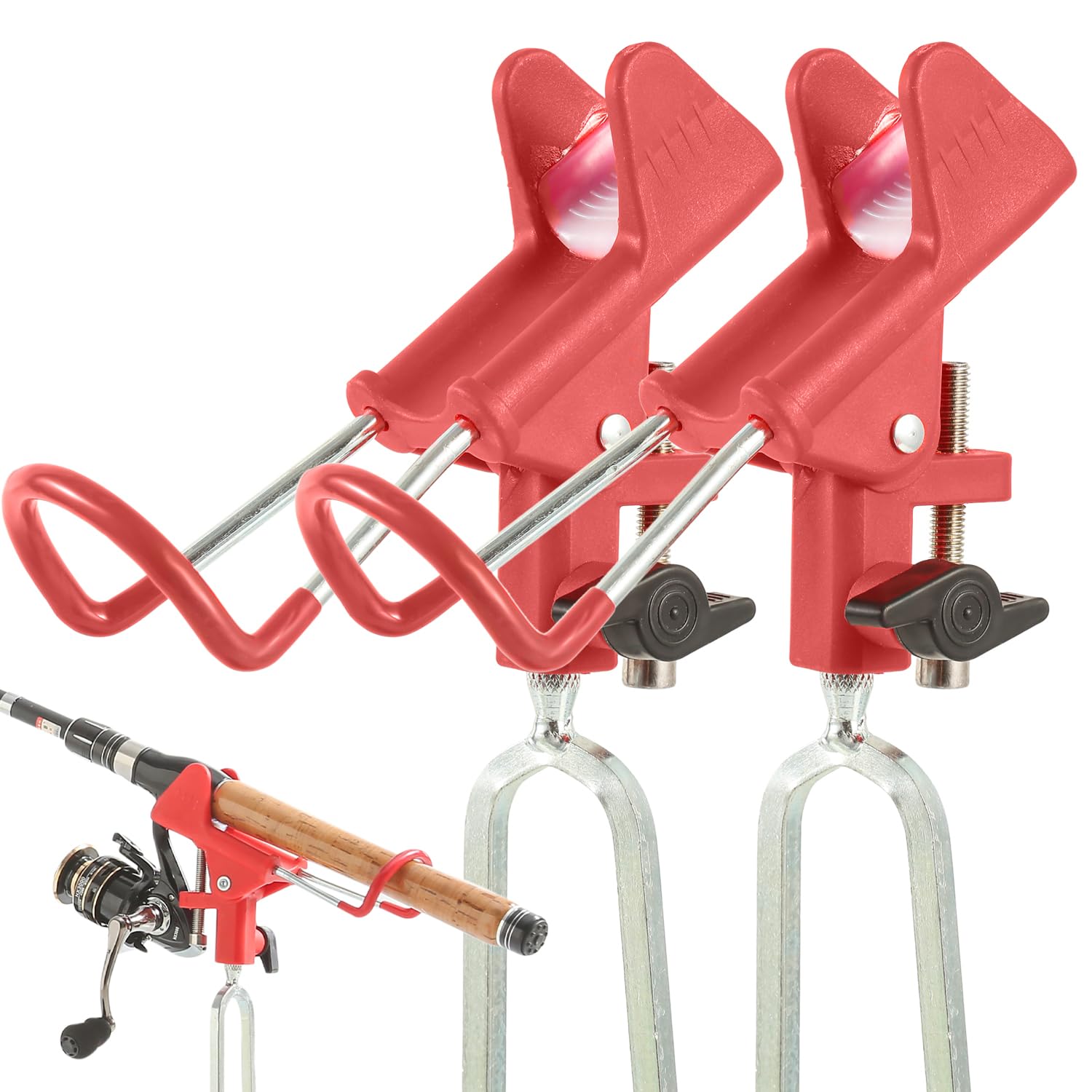 2 Pack Adjustable Fishing Rod Holders - 360° Swivel Mount for Bank & Shore Fishing | Perfect Fishing Accessories Gift for Men | Great for Freshwater, Saltwater & Ice Fishing