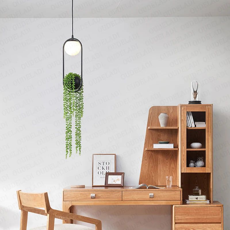 Elegant Hanging Ring Plant Pot with LED Light - Boho Floral Home Decor for Living Room, Bedroom, and Garden