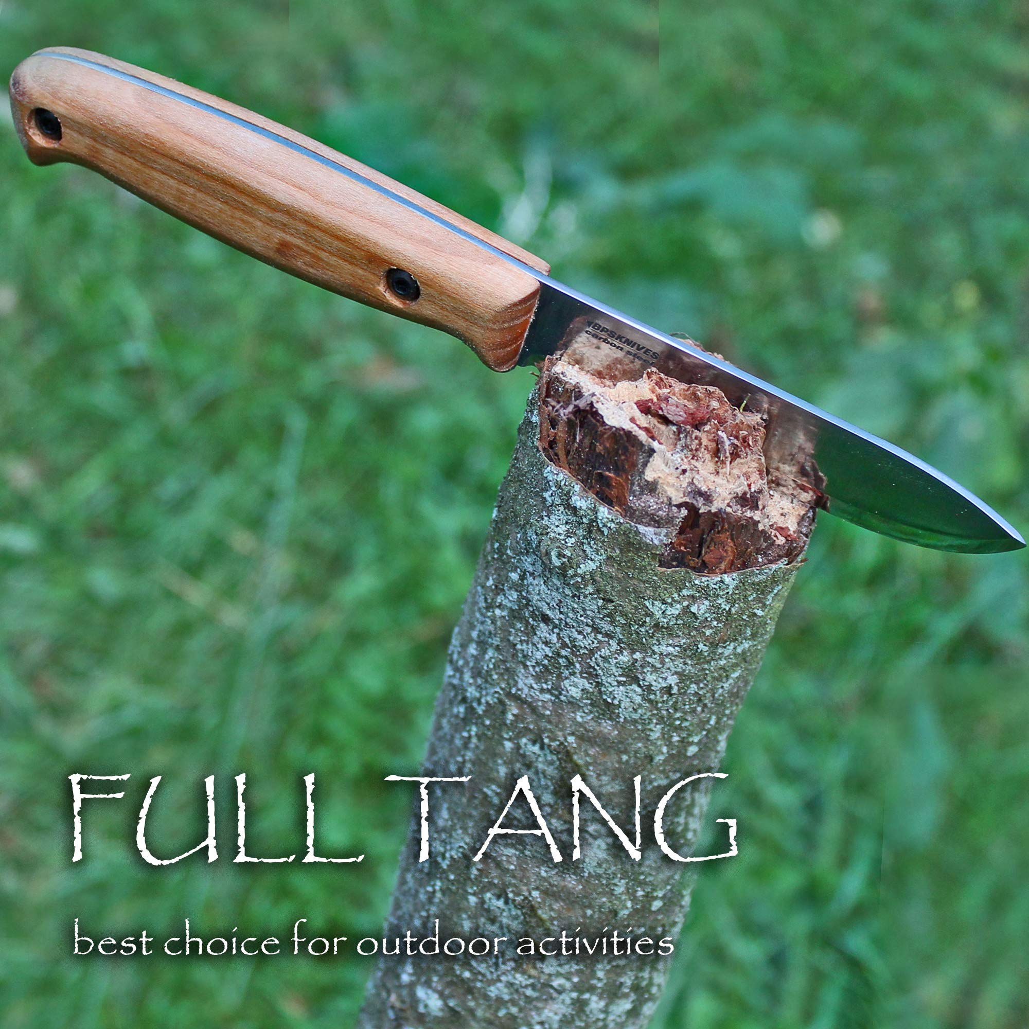 Premium BPS Knives Set BS1FTS & BS2FTS - 2-Piece Full Tang Carbon Steel Survival Knives with Leather Sheaths, Scandi Grind for Bushcraft, Hunting, Camping & Outdoor Adventures