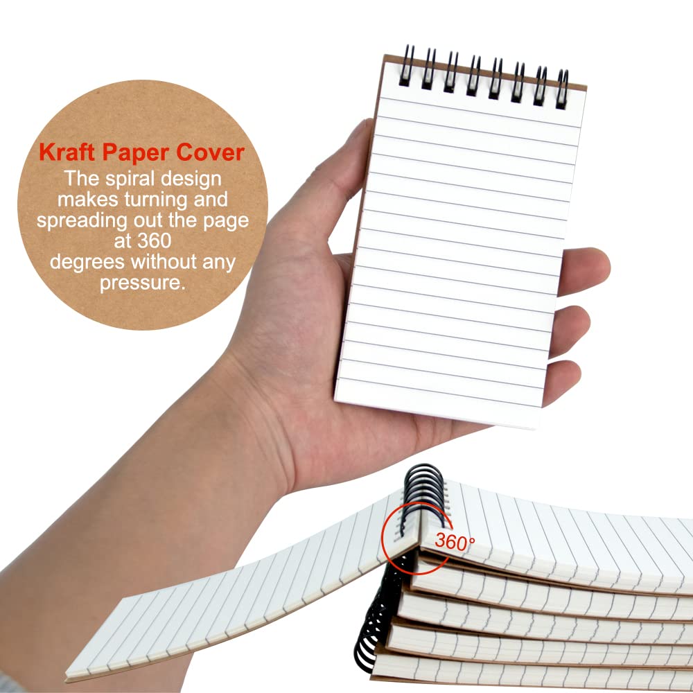 Mini Spiral Notebook 3x5 Inches - 6 Pack Small Pocket Notepads with Lined College Ruled Paper for Home, Office, School & Travel | Portable Memo Pads for Meetings, Journaling & Daily Notes