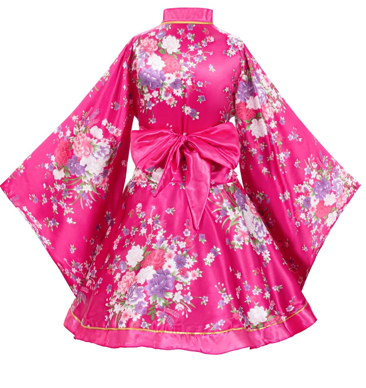 Japanese Anime Cosplay Kimono Robe Set with Silk Folding Fan & Tabi Socks - Traditional Women's Dance Costume for Cosplay, Halloween, and Cultural Events