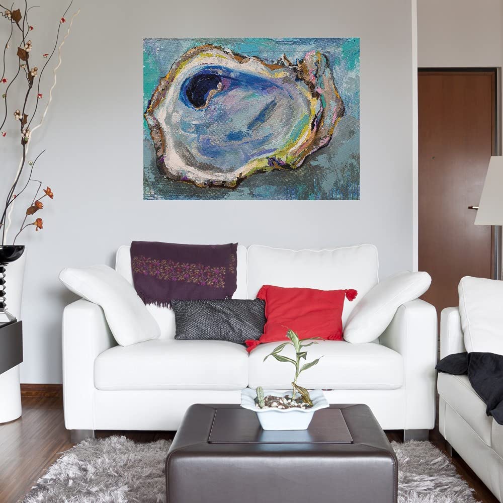 Fine Art Canvas Oyster Two Wall Painting by Jeanette Vertentes - Modern Abstract Canvas Art for Living Room, Bedroom, Office & Dining Decor - Ready to Hang 32x24 Inches - Perfect for Home, Hotel & Restaurant Wall Decoration