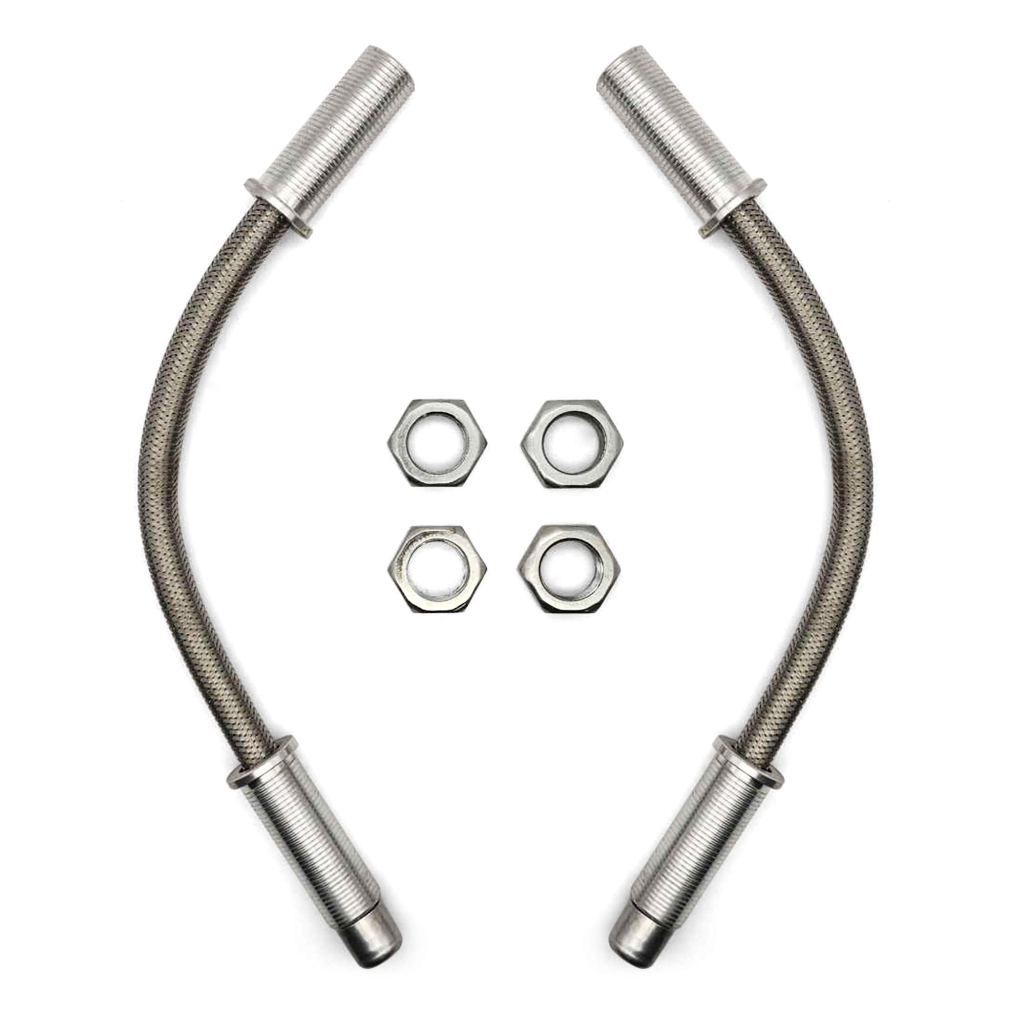 12 Billet Aluminum & Stainless Steel Braided Door Loom Wire Hose Conduit Pair - Durable Automotive Cable Protection for Wiring Harness, Engine Bay, and Custom Car Builds