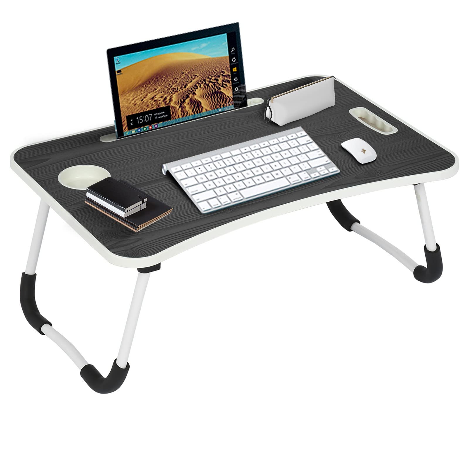 Foldable Portable Multifunction Laptop Bed Desk - Home Office Organization & Storage, Black One Size - Ideal for Couch, Bed, Working, Writing, and Bedroom Use