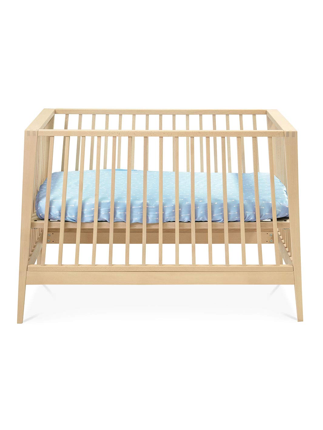 Silk Crib Fitted Sheet for Babies - 25 Momme Mulberry Silk Baby Bedding | Hypoallergenic & SIDS Safe Crib Sheet for Hair Loss & Eczema | Sky Blue Arrows Design | Perfect for Nursery, Daycare & Travel