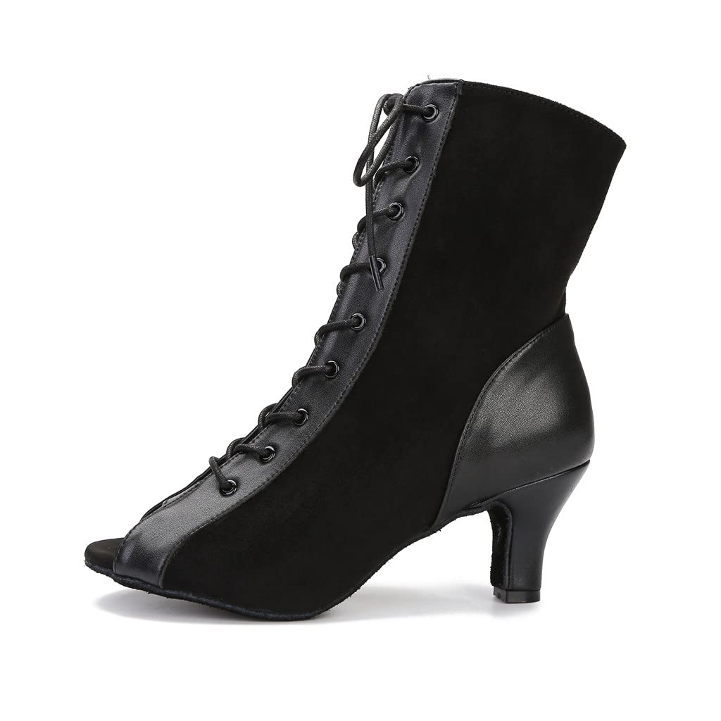 Women's Suede Latin Dance Boots - Ballroom Salsa Tango Practice Shoes with 2.5
