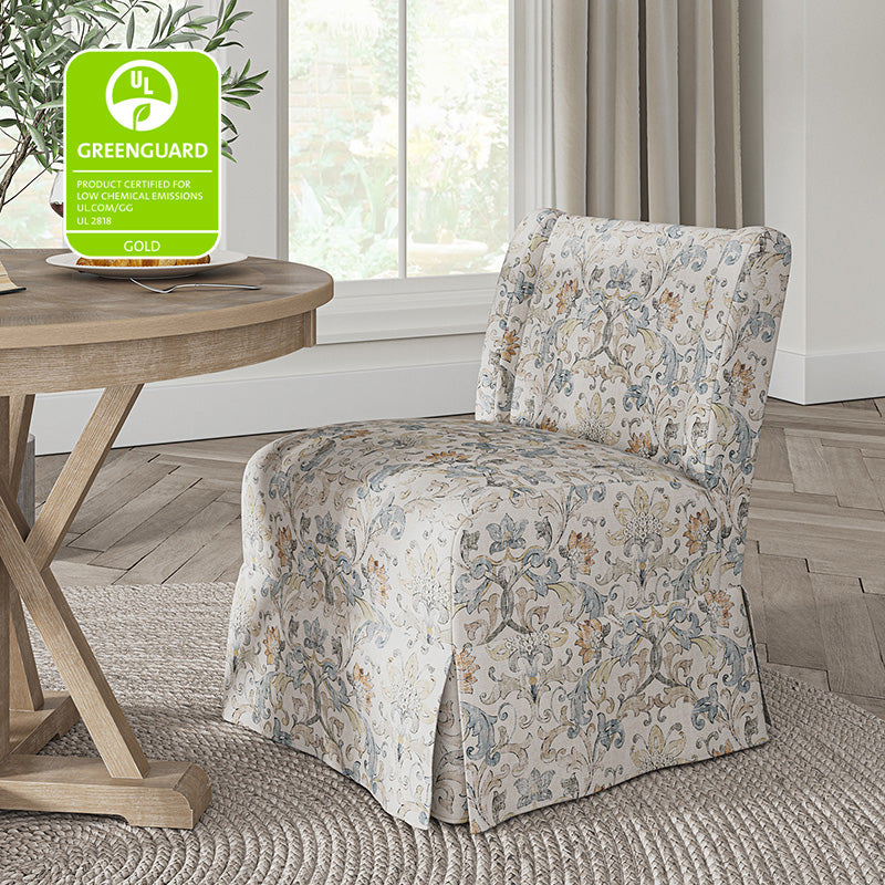 Ellmar Slipper Chair with Washable Slipcover & Solid Wood Legs - Comfortable Accent Chair for Living Room, Bedroom or Office - Perfect Reading Chair & Lounge Seat for Small Spaces