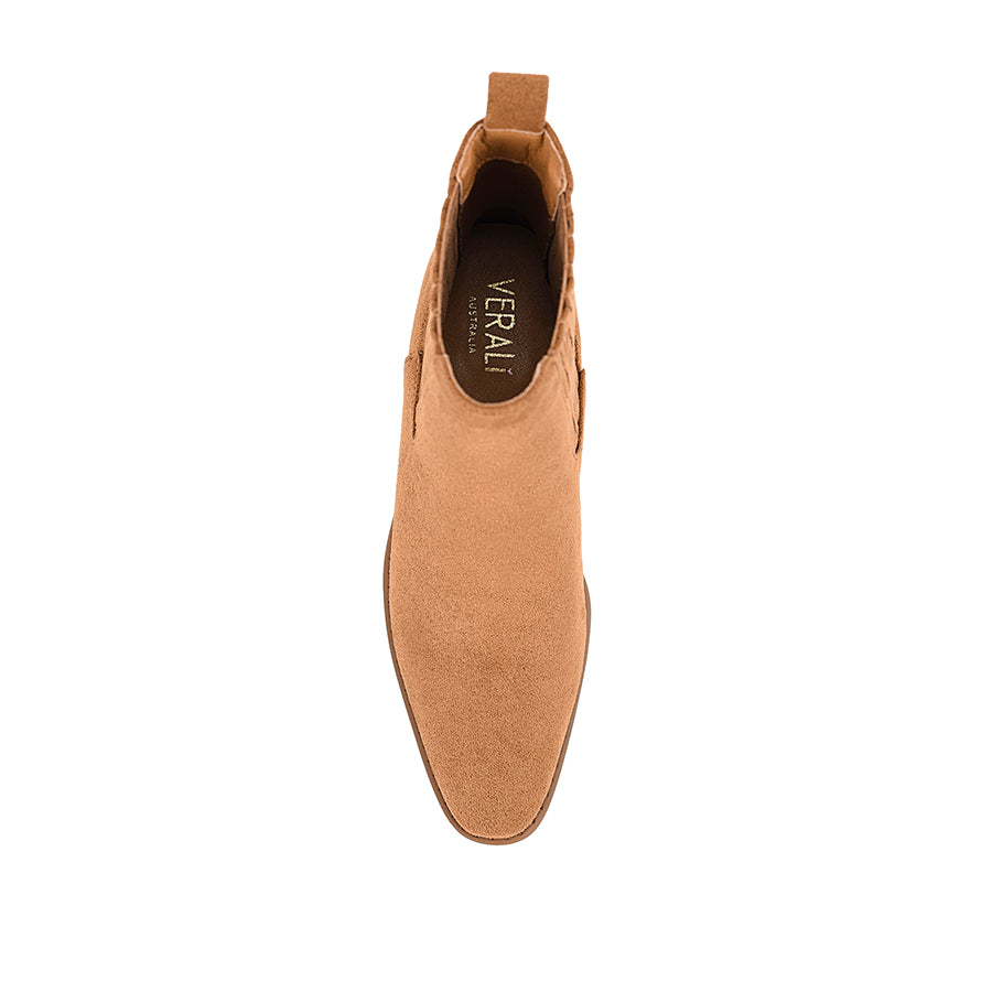 Dale Chelsea Ankle Boots for Women - Tan Micro Suede - Comfortable Slip-On Booties for Casual Wear, Office & Fall Fashion