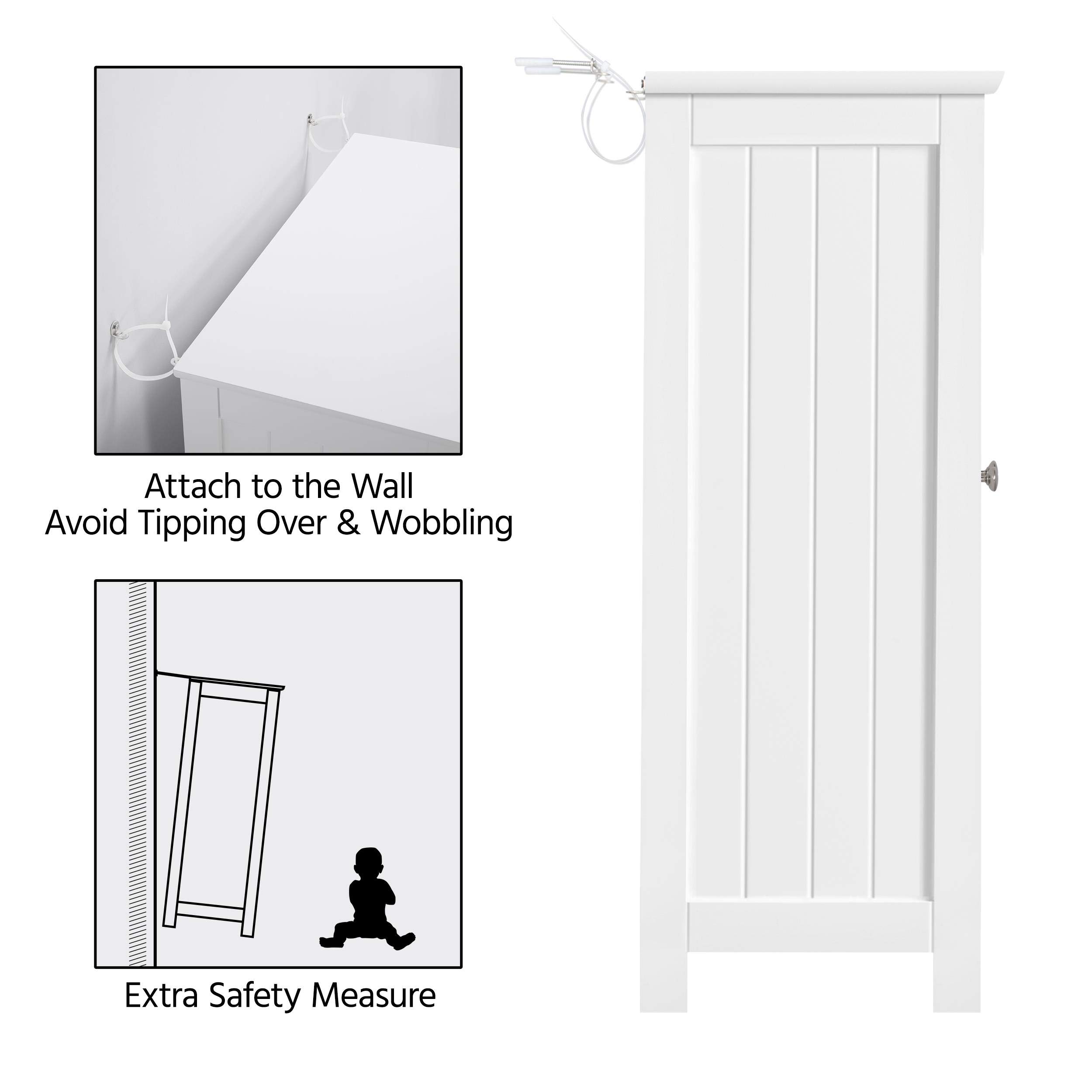 Topeakmart White Bathroom Floor Cabinet with Double Doors - Free Standing Storage Cabinet with Adjustable Shelves & Anti-Tipping Design | Perfect for Bathroom Organization, Small Space Storage & Home Decor