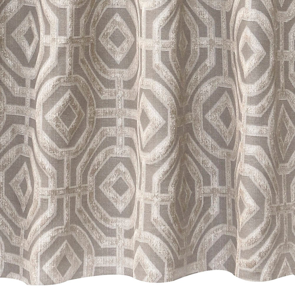 Beige Eternity Geometric Jacquard Weave Curtain Panels - Elegant Window Treatments for Living Room & Bedroom Decor