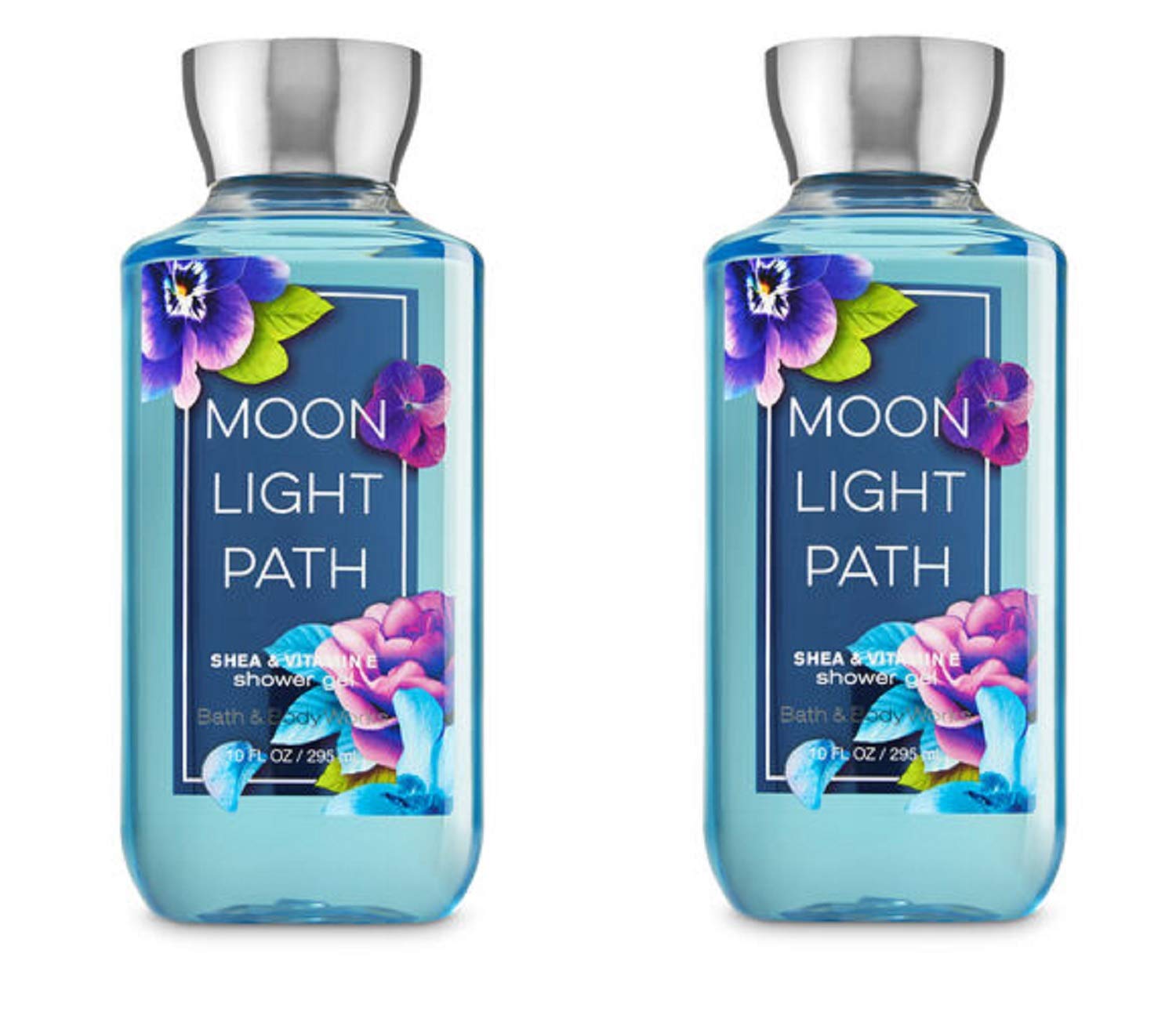 Bath & Body Works Shea Butter Enriched Moisturizing Shower Gel - New Improved Formula, 10 Oz (Moonlight Path Scent) - Pack of 2 | Hydrating Body Wash for Dry Skin, Relaxing Nighttime Bath & Shower Routine