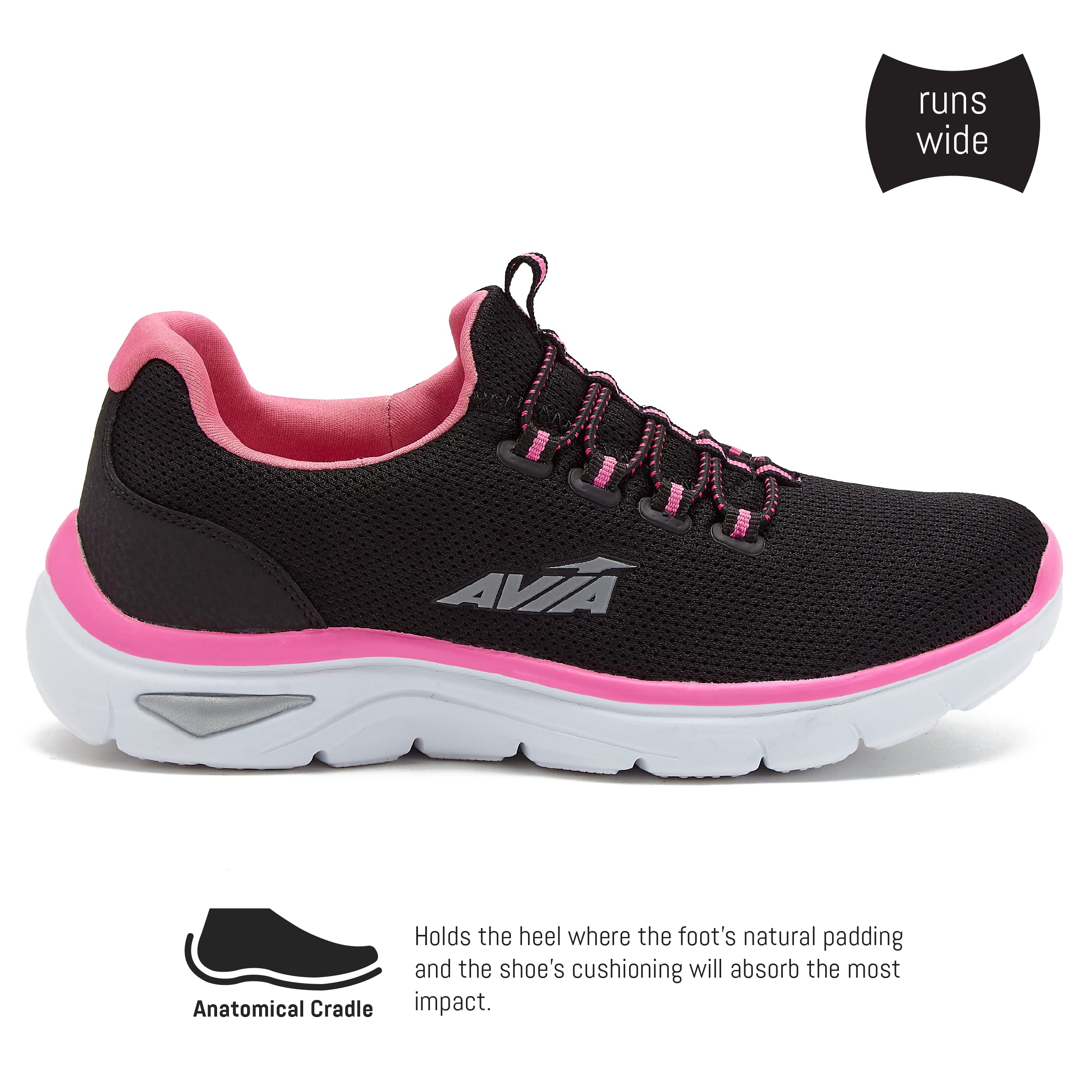 Avia Junction Women's Slip On Sneakers - Comfortable & Breathable Memory Foam Walking Shoes for Women | Casual Wear, Travel & Everyday Comfort