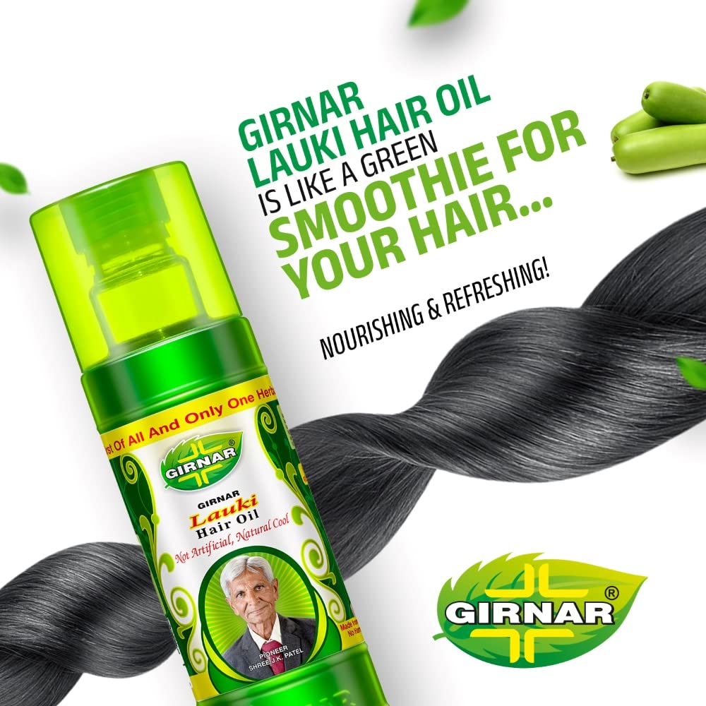 Girnar Lauki Hair Oil with 14 Herbal Extracts - 500ml Bottle for Hair Growth & Scalp Care | Natural Ayurvedic Treatment for Dry, Damaged Hair | Perfect for Daily Hair Nourishment & Massage