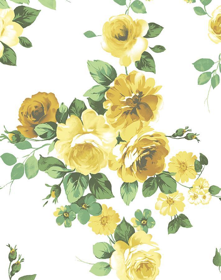 Wallshoppe 'Maggie May' Yellow Peel and Stick Wallpaper - Self-Adhesive Removable Wall Decor for Bedroom, Living Room, Nursery & Home Office