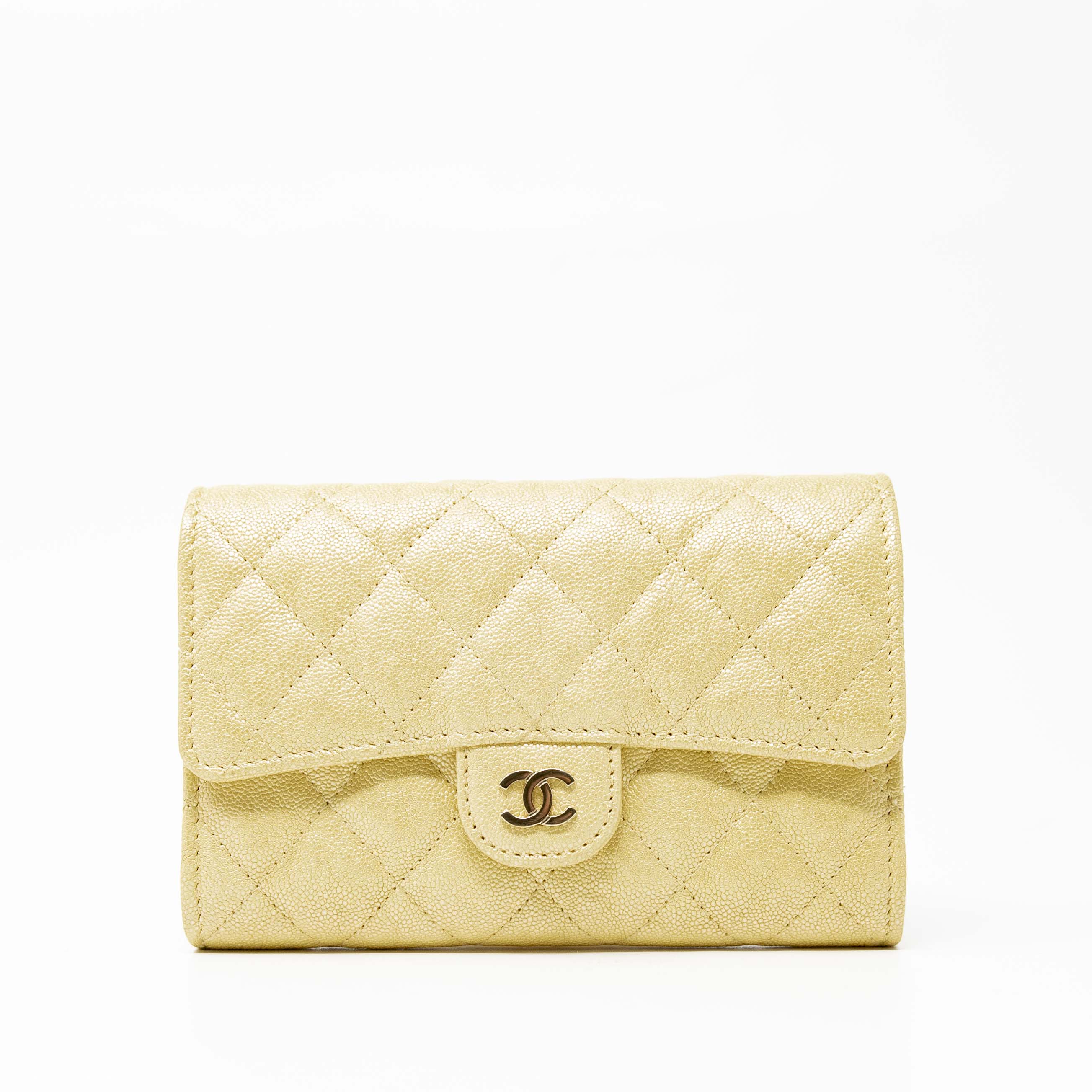 Chanel Yellow Iridescent Mini Wallet On Chain Crossbody Bag - Elegant Evening Clutch for Parties, Weddings & Special Occasions