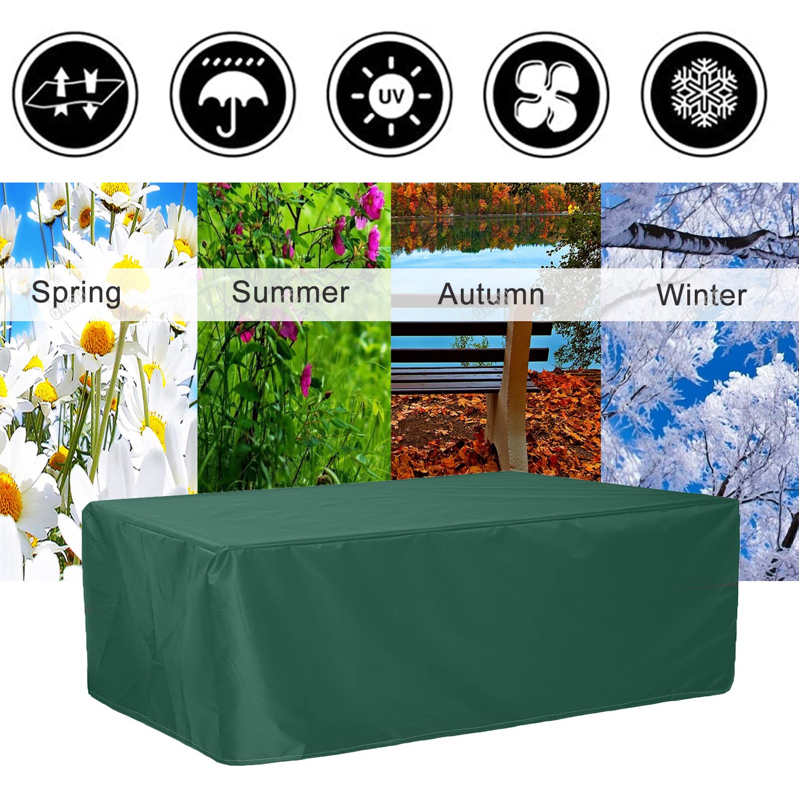 **36x36x36in Waterproof Outdoor Furniture Cover - Heavy-Duty 420D Oxford Fabric, Windproof & Tear-Resistant - Perfect for Patio, Garden, and Square Table Protection**    *(Use Case: Ideal for safeguarding patio furniture, garden tables, and outdoor seating from rain, UV rays, and harsh weather conditions.)*