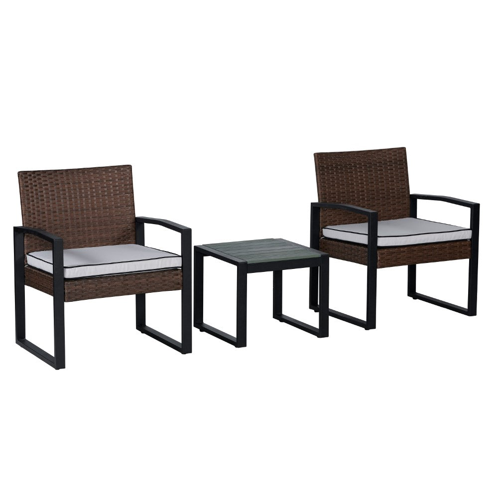 Selby 3-Piece Modern Coastal Faux Wicker Outdoor Patio Furniture Set - Perfect for Backyard, Garden, Poolside & Beach House Relaxation