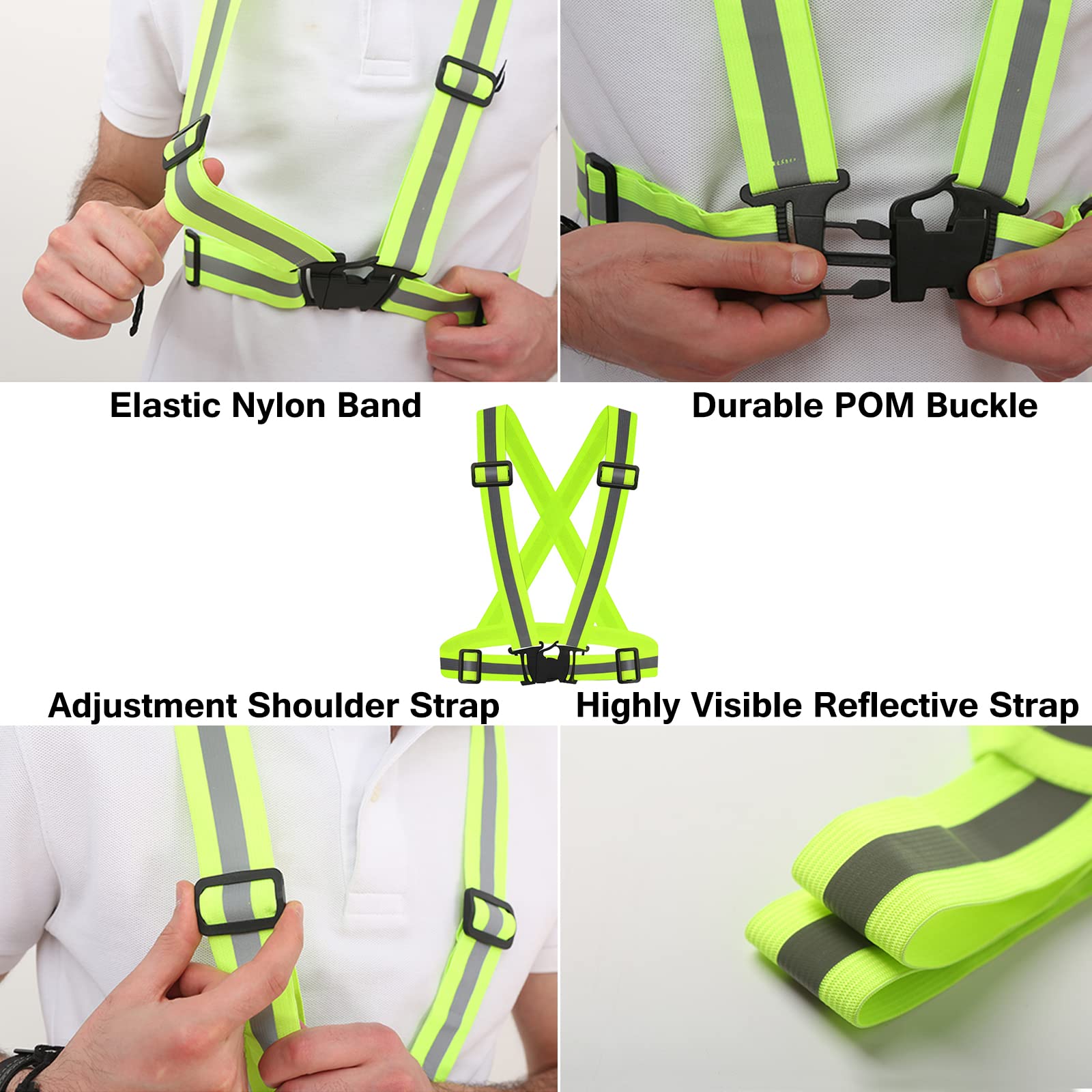 3 Pack High Visibility Safety Reflective Vest - Adjustable Lightweight Running Gear for Outdoor Walking, Jogging, Cycling & Night Activities - 360° Reflective Protection for Runners, Construction Workers & Road Safety