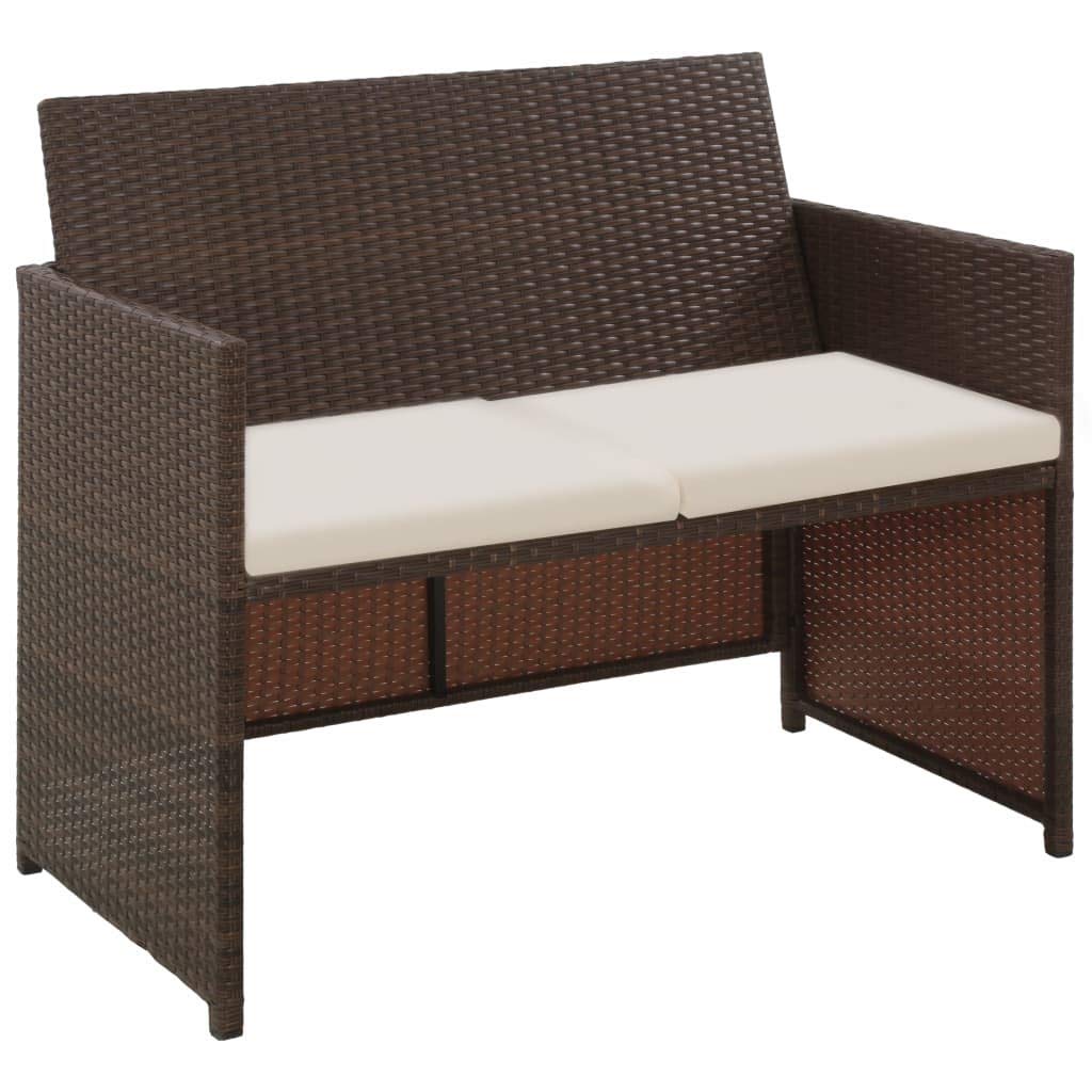 2-Seater PE Wicker Patio Sofa with Cushions - Brown Rattan Outdoor Conversation Set for Garden, Porch & Backyard Relaxation | Durable Weather-Resistant Furniture for Poolside, Deck & Terrace Use