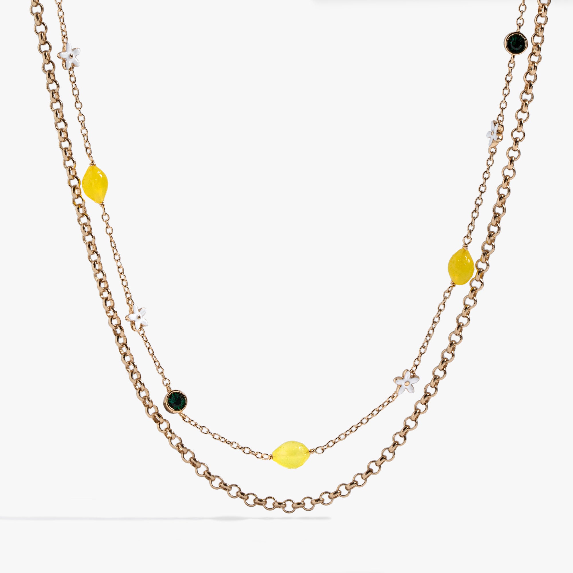 Double Layer Lemon Necklace - Dainty Lemon Pendant Jewelry for Women, 925 Sterling Silver Lemon Charm Necklace - Perfect for Summer Outfits, Beach Vacations & Gift Giving