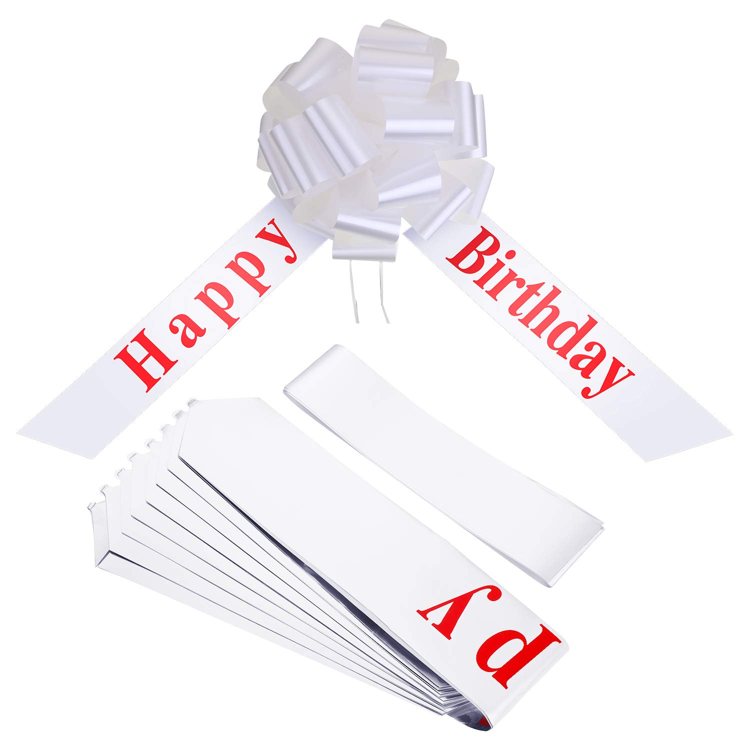 Happy Birthday Car Bow - 20 Inch White Giant Gift Wrapping Bow for Car Decoration, Christmas Party, Birthday Celebrations, and Special Events