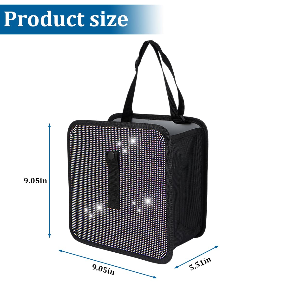 BELOMI Foldable Car Trash Can with Rhinestone - Waterproof Leakproof Hanging Garbage Bin for SUV, Truck & Vehicles | Multipurpose Auto Organizer Accessories | Perfect for Road Trips, Commuting & Car Cleaning