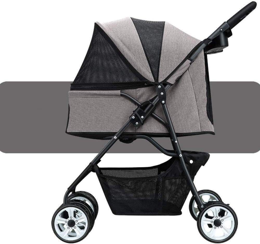 Foldable 4-Wheel Pet Stroller for Small & Medium Dogs - Lightweight Travel Trolley with Breathable Mesh | Perfect for Outdoor Walks, Vet Visits & Shopping Trips (Grey)