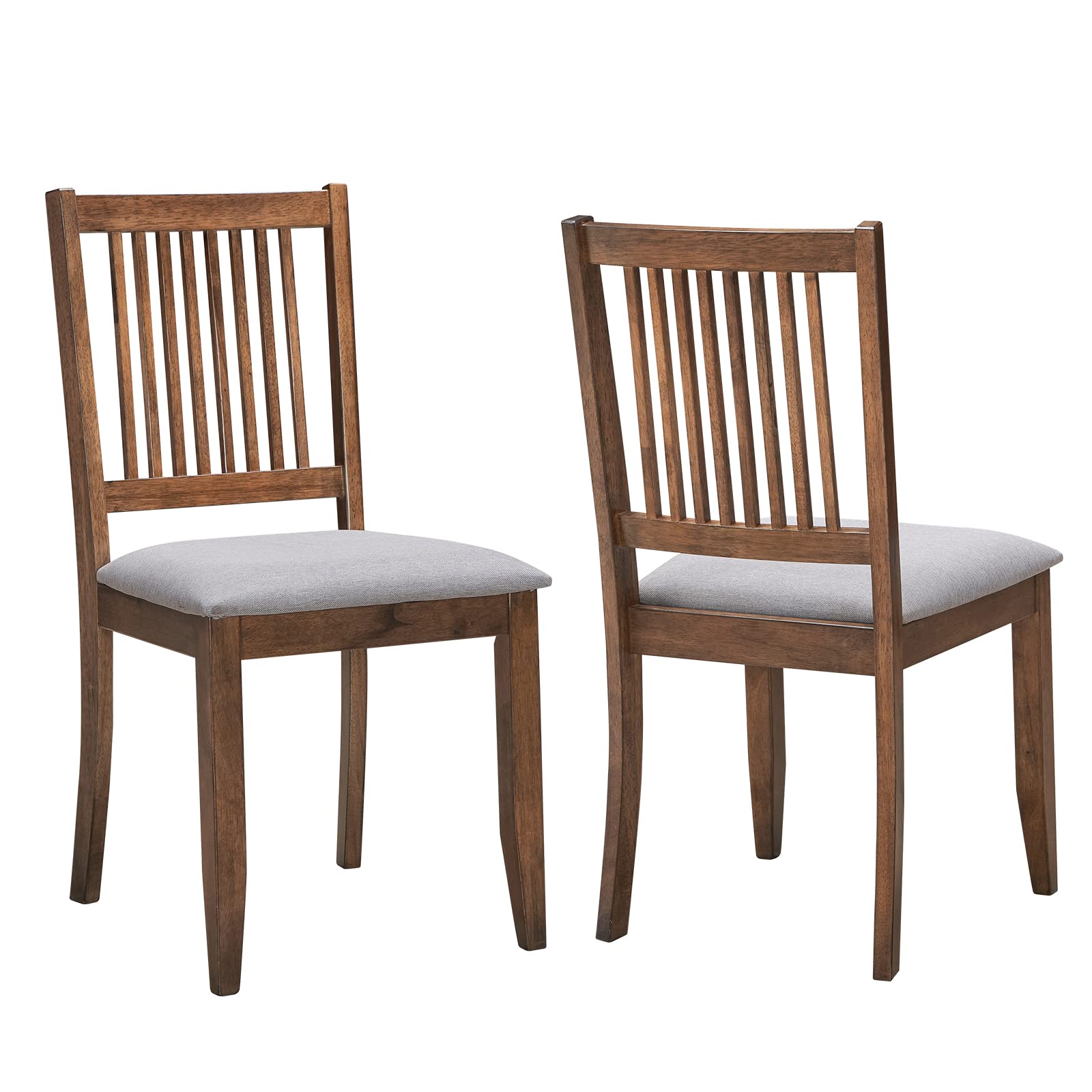 DUHOME Set of 2 Wooden Dining Chairs - Farmhouse Kitchen Chairs with Backrest & Upholstered Seat - Rustic Walnut Side Chairs for Dining Room, Living Room & Home Decor