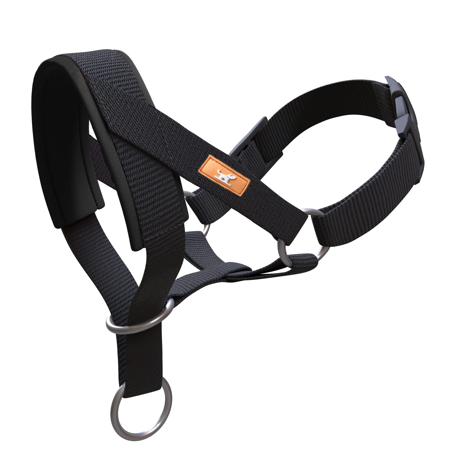 **Soft Fabric Dog Head Collar – Adjustable No-Pull Harness for Training (Medium, Black) – Perfect for Walks, Jogging & Obedience Training**