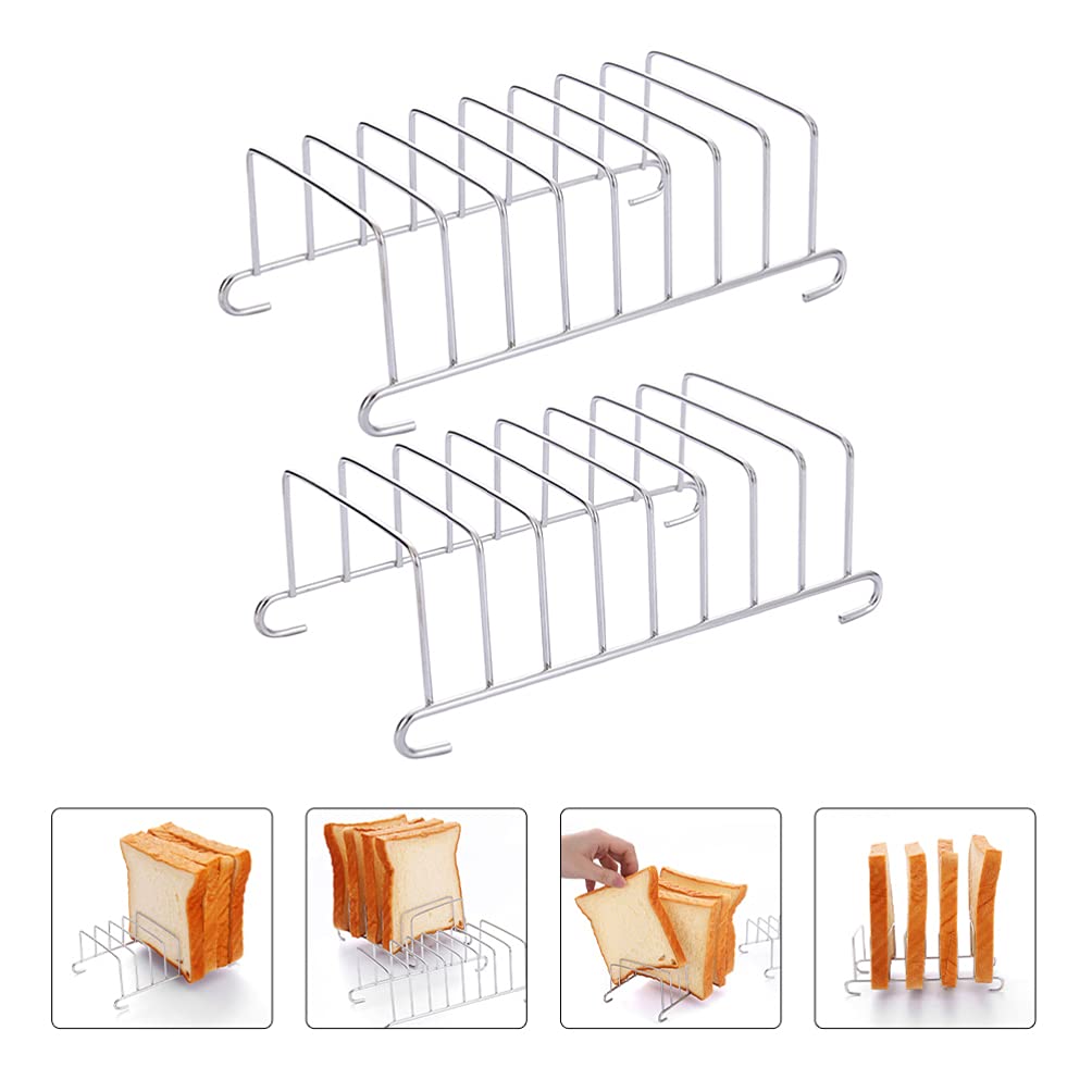 Stainless Steel Toast Stand & Bread Rack - 2 Pack Grill Accessories for Oven, Air Fryer, BBQ - Perfect for Toasting, Steaming, and Serving Bread Slices