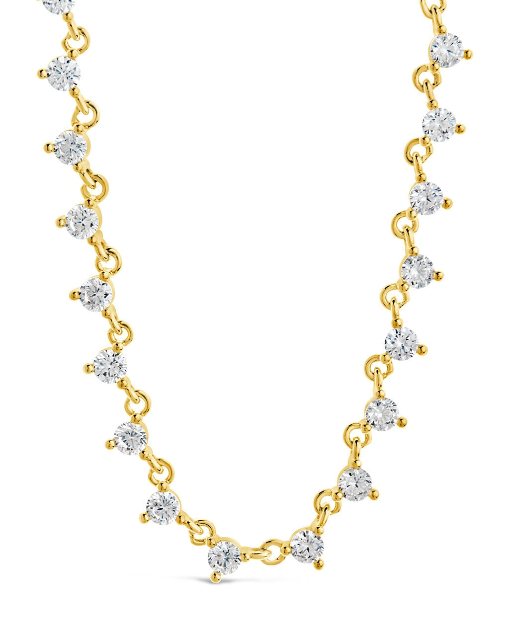 Brigid Staggered CZ Tennis Necklace - 14K Gold Plated Cubic Zirconia Choker for Women | Perfect for Weddings, Parties & Date Nights