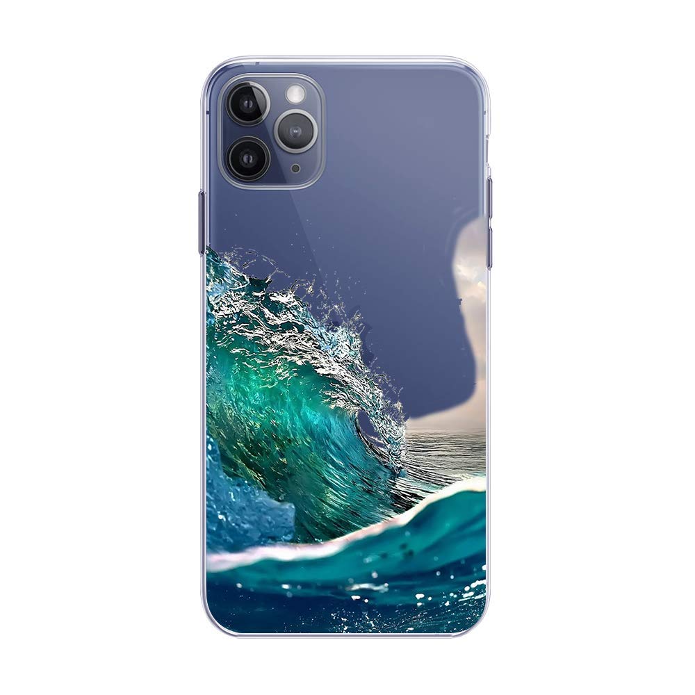 Blingy's iPhone 12 Pro Case (6.1 inch) - Ocean Waves Design Clear TPU Protective Cover | Scenic Beach Landscape | Soft Flexible Shockproof | Perfect for Outdoor Adventures, Beach Trips & Daily Protection