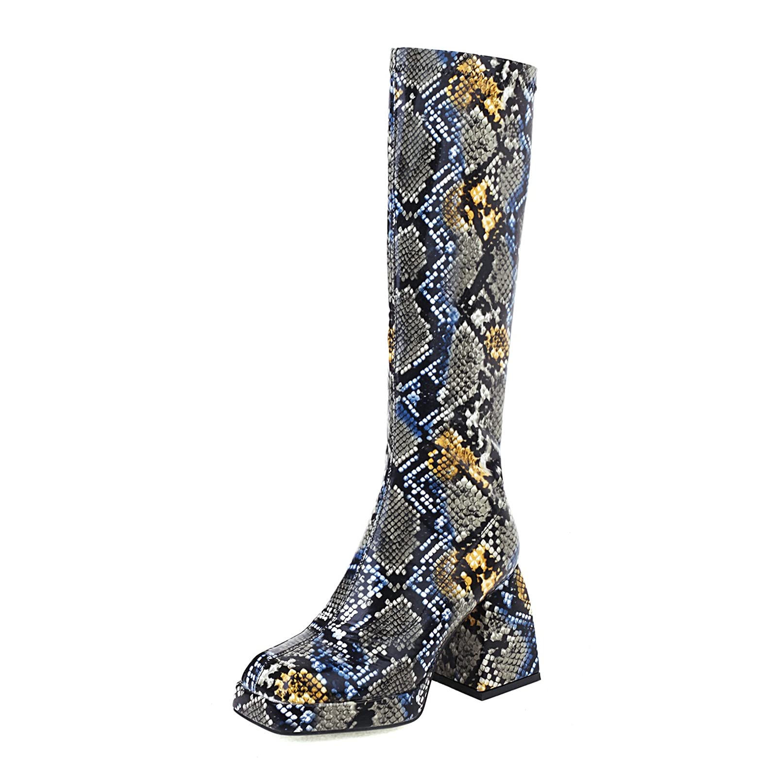 LanreyTaley Women's Knee High Platform Boots - Chunky Heel Winter Boots for Slim Calf | Fashionable High Heel Boots for Women, Office, Party & Night Out