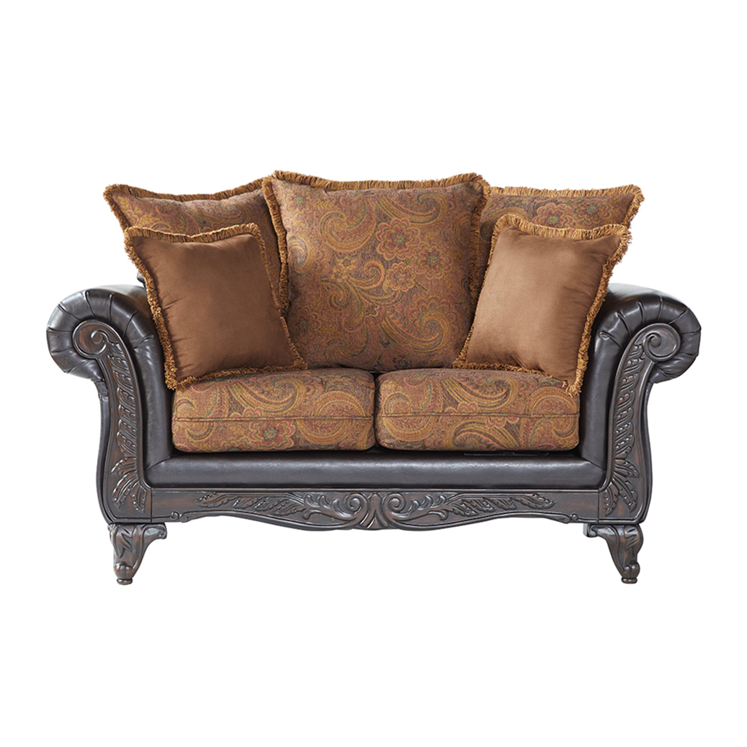 San Marino 2-Tone Chocolate Microfiber Loveseat Sofa - Compact Couches for Small Spaces, Living Room, Apartment & Dorm Furniture
