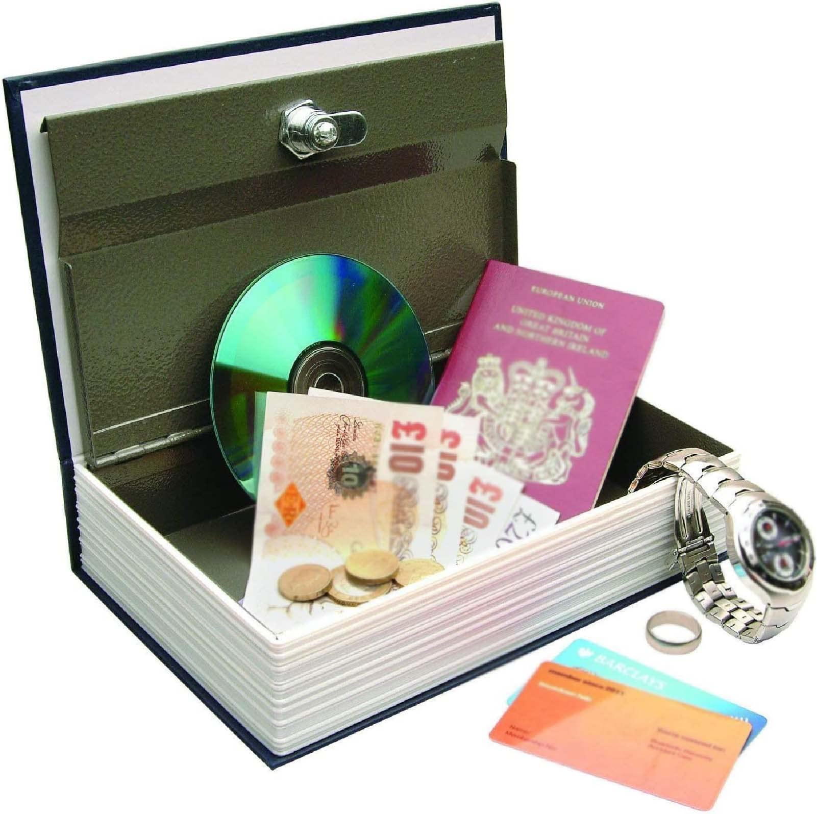 Book Safe Box with Secret Combination Lock - Hollow Book for Hiding Money, Jewelry, Cash & Credit Cards - Discreet Collection Box for Home, Office & Travel Security