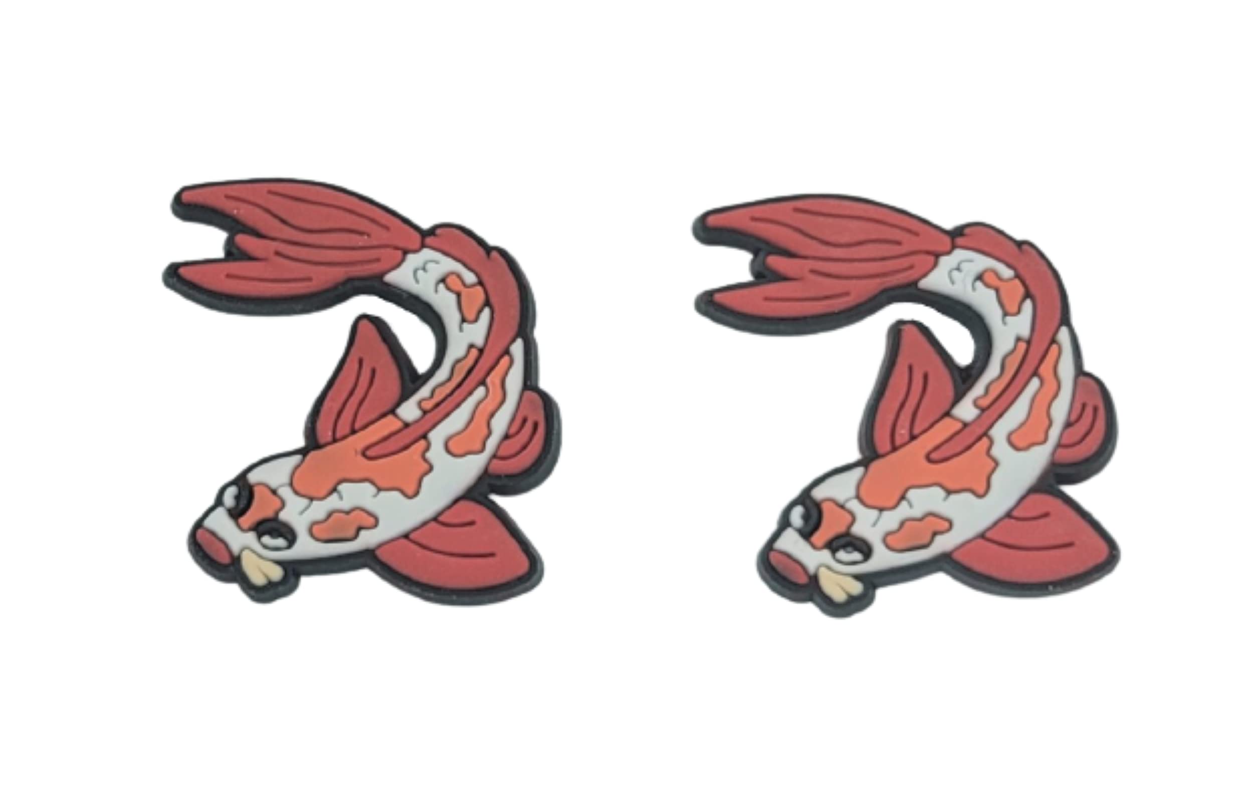 KOI Fish Shoe Charms for Crocs - Set of 2 Cute Japanese Koi Fish Decorations with Wristbands - Perfect for Jibbitz Accessories, DIY Crocs Customization & Kawaii Fashion