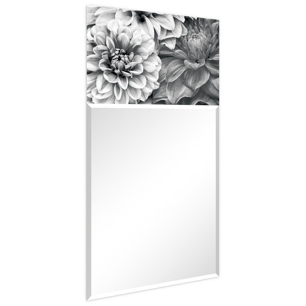 Blossoms Rectangular Beveled Mirror - Free Floating Printed Tempered Glass Wall Mirror (24