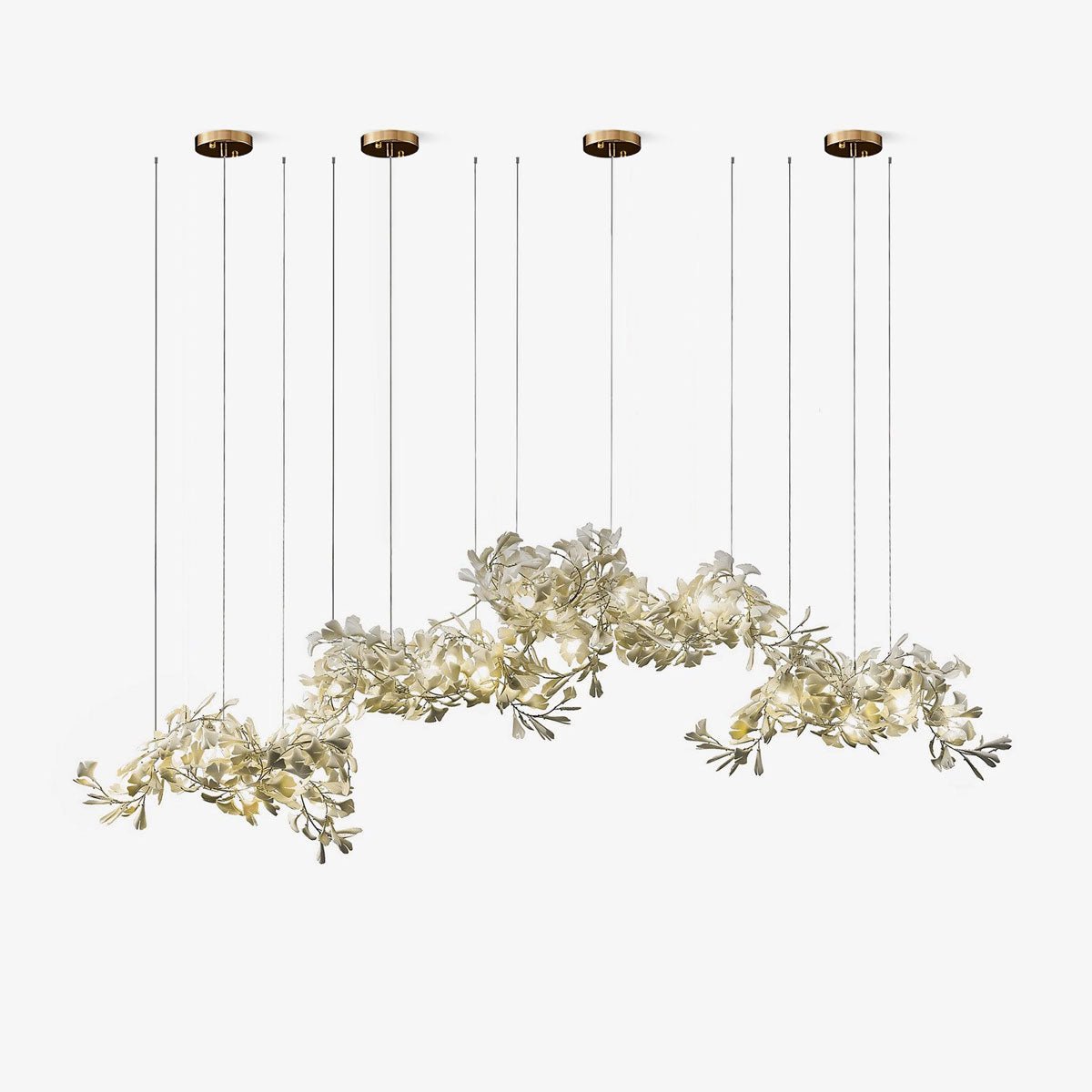 Ginkgo Leaf Chandelier - Elegant Modern Ceiling Light Fixture for Dining Room, Living Room, Bedroom Decoration - Perfect for Home, Hotel, Restaurant Lighting
