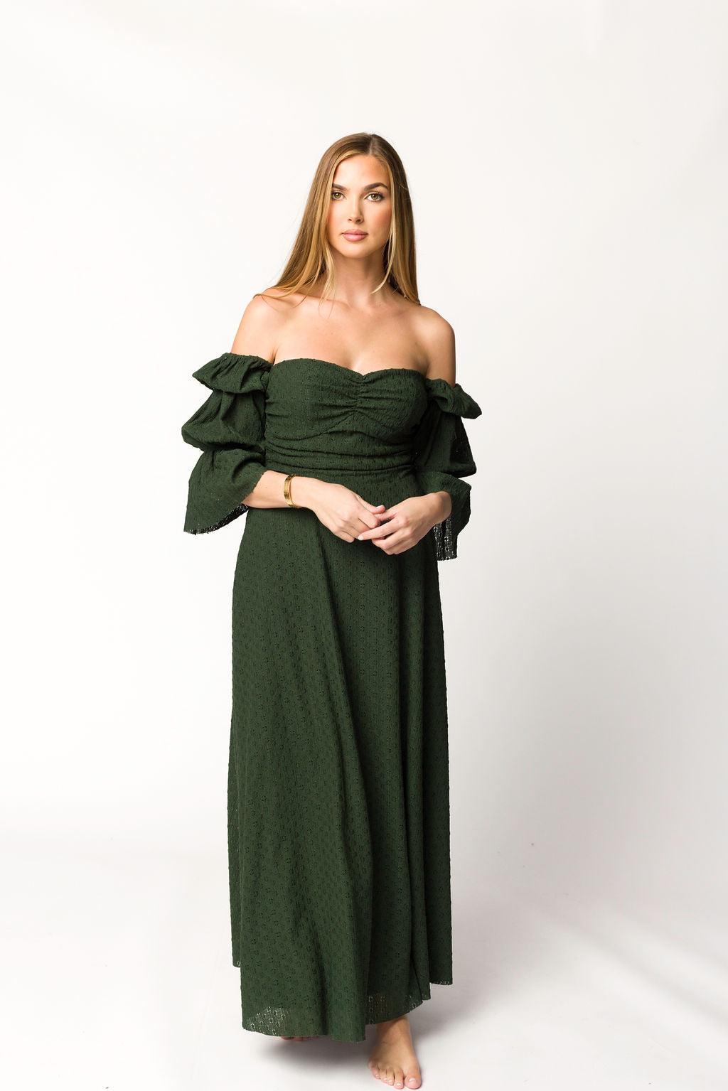 Corrine Women's Maxi Dress with Pockets - Flowy Long Summer Dress in Hunter Green for Beach, Vacation & Casual Wear