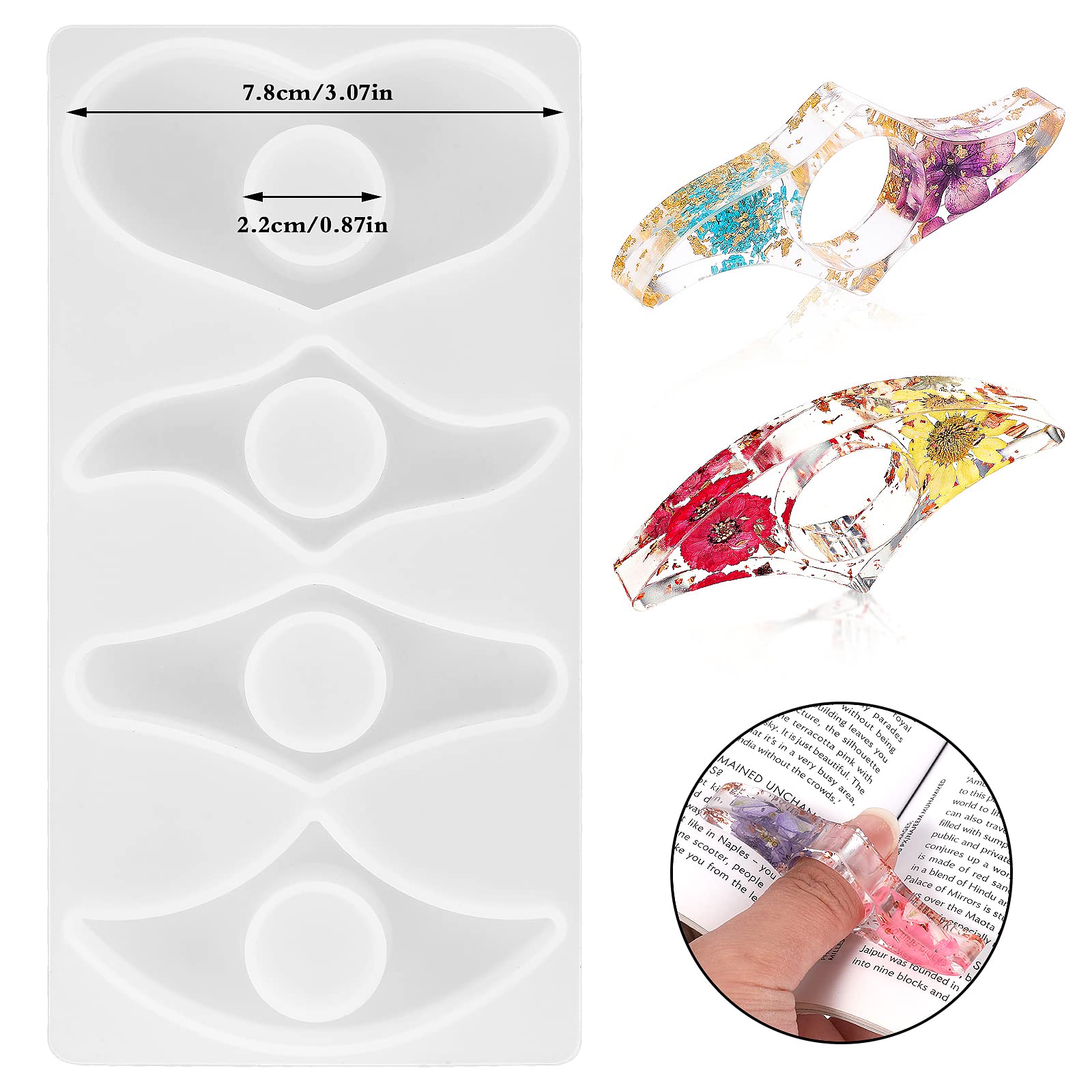 Prasacco 4-Piece Resin Book Page Holder Molds Set - DIY Transparent Dried Flower Bookmark & Thumb Holder Molds for Crafting - Perfect for Scrapbooking, Journaling & Gift Making