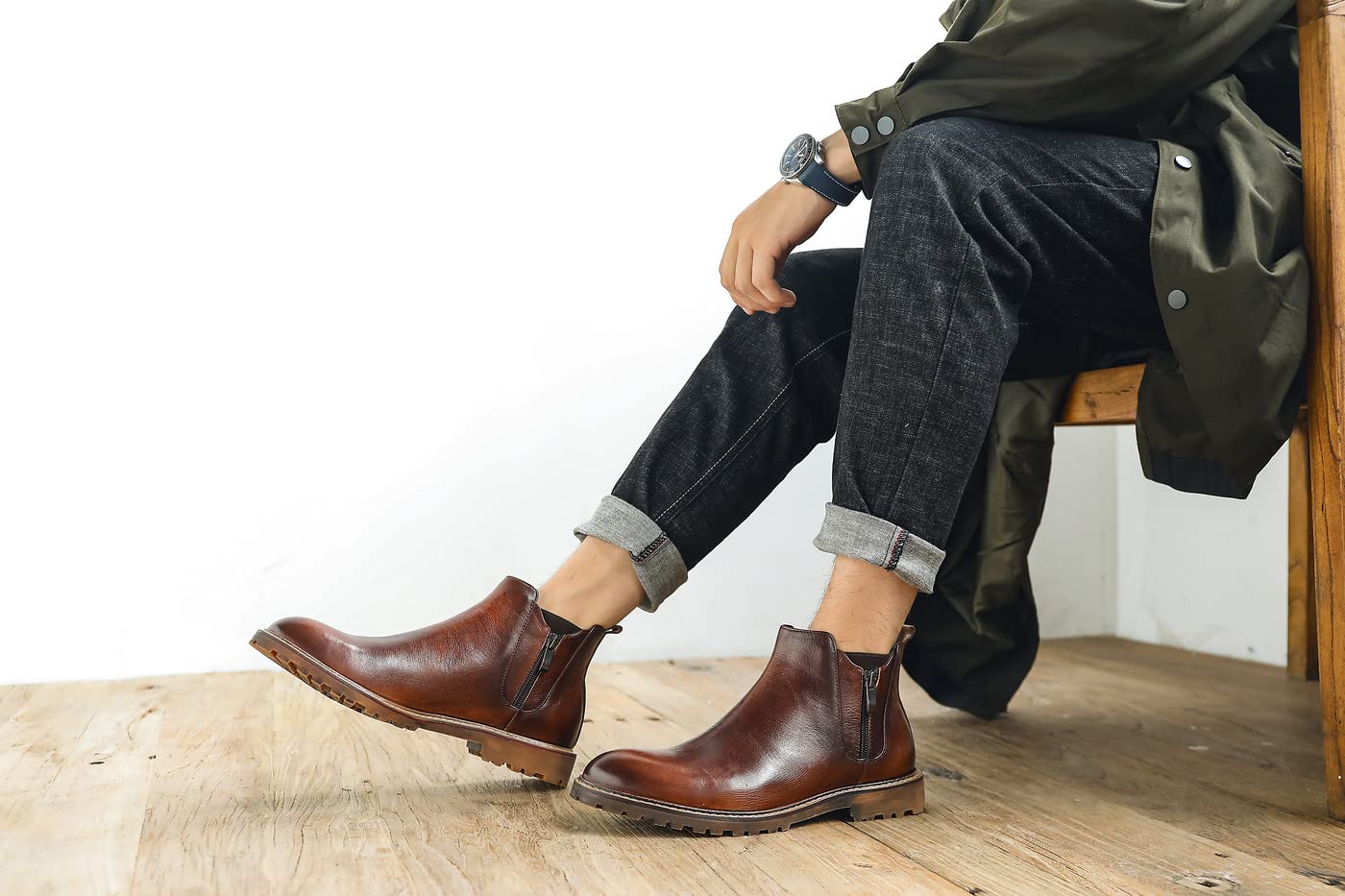 Santimon Men's Chelsea Boots - Stylish Zipper Dress Boots for Formal & Casual Wear | Comfortable Ankle Boots for Office, Parties & Everyday Outfits