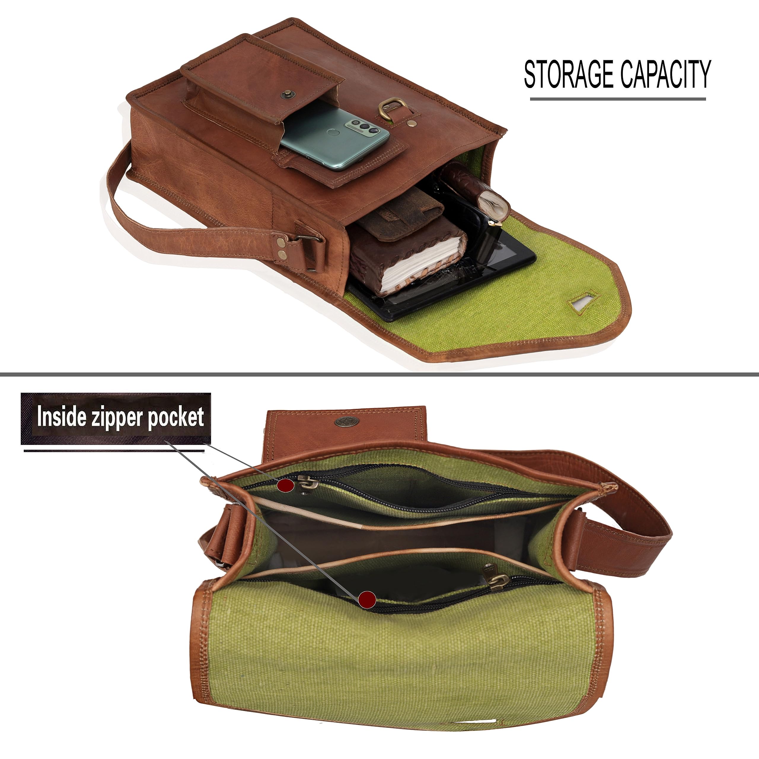 Premium Genuine Leather iPad Messenger Bag - Crossbody Shoulder Satchel for 11 Inch Tablets - Perfect for Work, Travel & Everyday Use