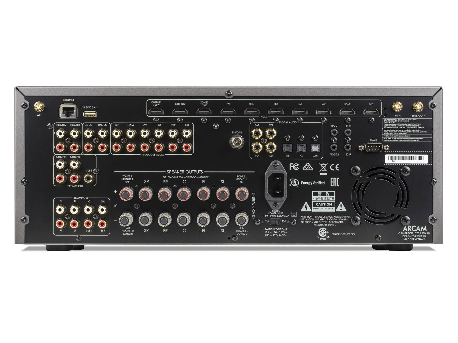 Arcam HDA AVR21 7.1.4 Channel Home Theater Receiver - Dolby Atmos, 4K UHD, Wi-Fi, Bluetooth | Perfect for Movie Nights & Gaming