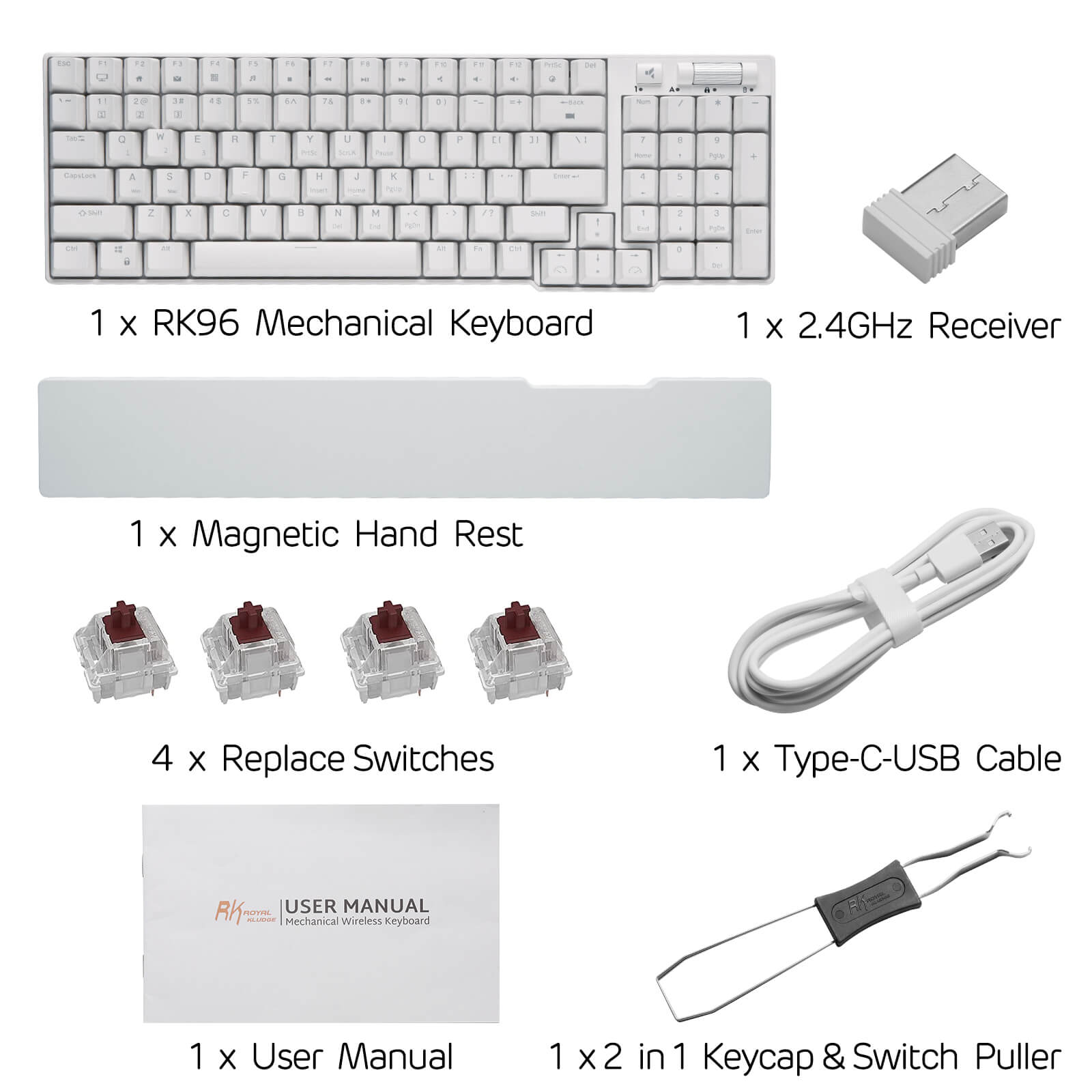 RK96 96% Wireless Mechanical Keyboard - Hot-Swappable RGB Backlit, Bluetooth/Wired Gaming Keyboard for PC, Mac, Laptop - Perfect for Office, Gaming & Programming