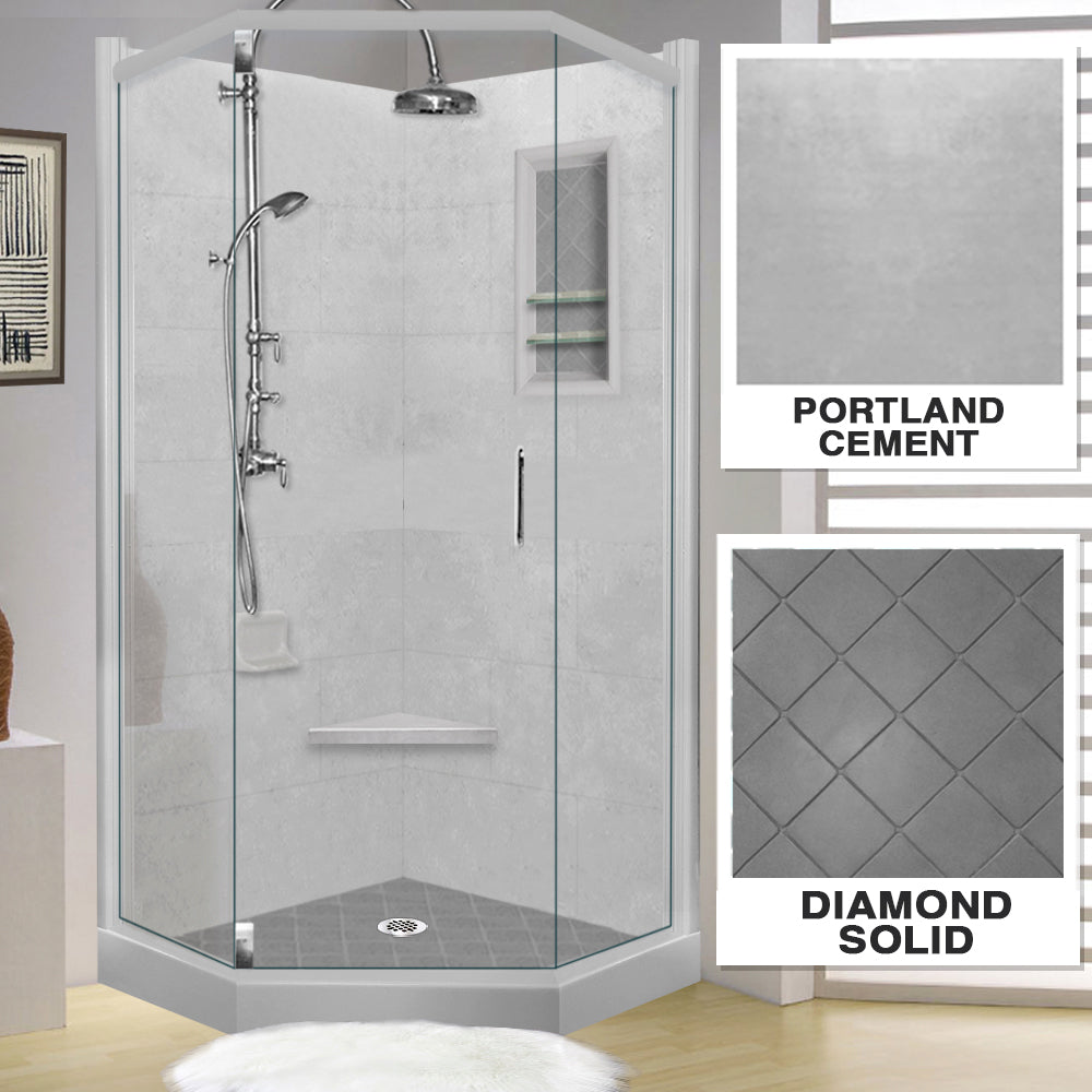 Premium Diamond Solid Portland Cement Neo Shower Enclosure Kit - Waterproof & Durable Bathroom Upgrade for Modern Homes