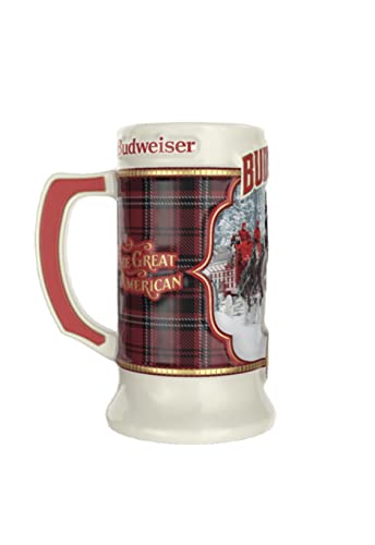 2021 Budweiser Plaid Holiday Christmas Stein - 16oz Beer Mug for Festive Celebrations, Parties & Gifts - Perfect for Christmas, Thanksgiving & Winter Gatherings