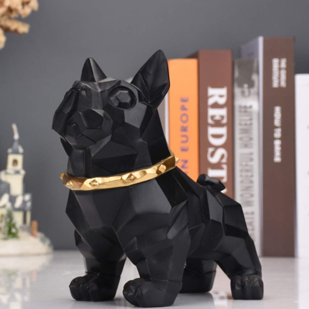 Black Dog Abstract Sculpture - Handmade Animal Statue for Home Decor, Bookshelf, Living Room & Bedroom - Cute Art Figurine for Pet Lovers & Collectors - Perfect Gift for Dog Owners & Interior Design Enthusiasts