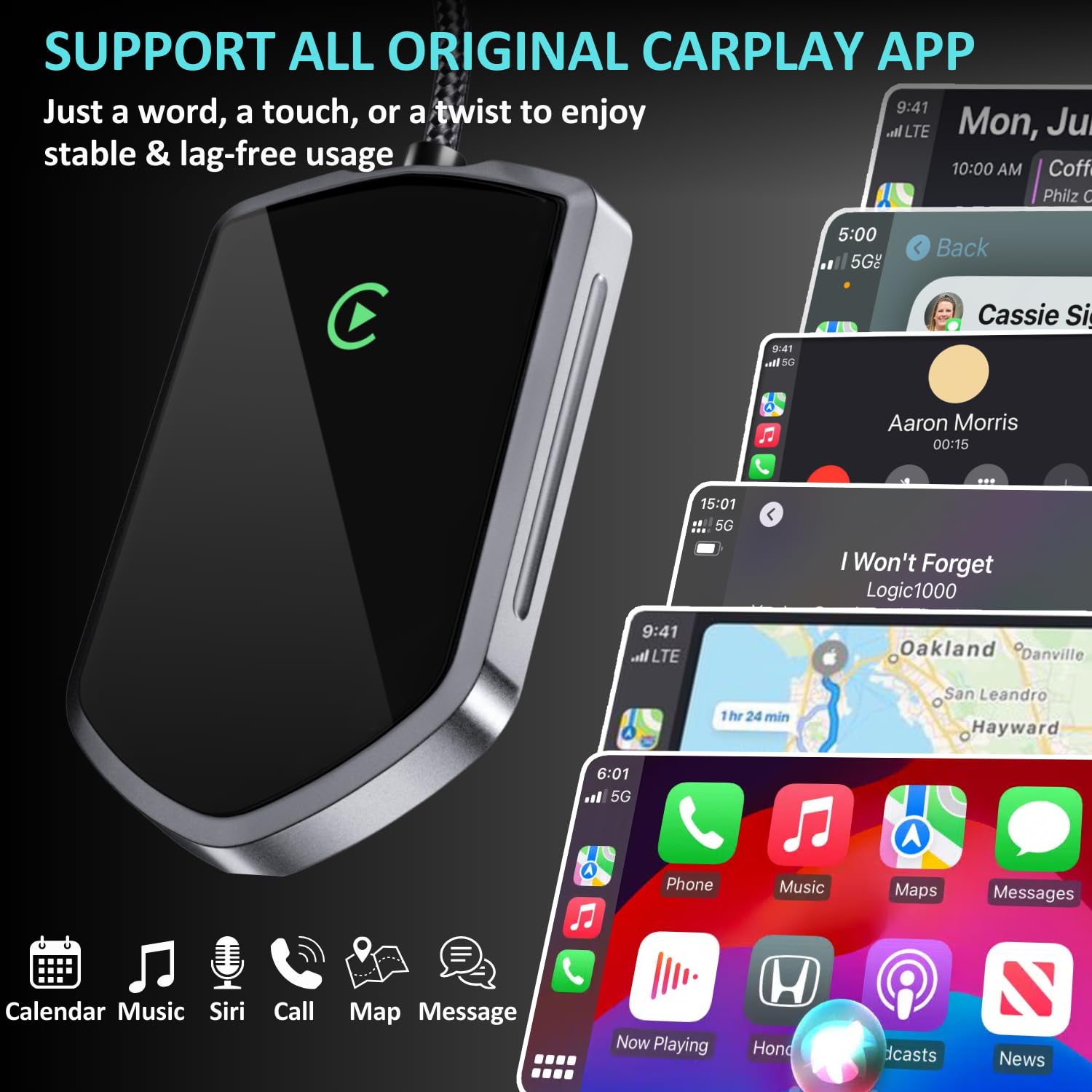 Wireless CarPlay Adapter for iPhone - Fast & Stable Connection | Apple CarPlay Wireless Dongle for 2015+ Cars | iOS 10+ Compatible | Perfect for Commuting, Road Trips & Hands-Free Driving