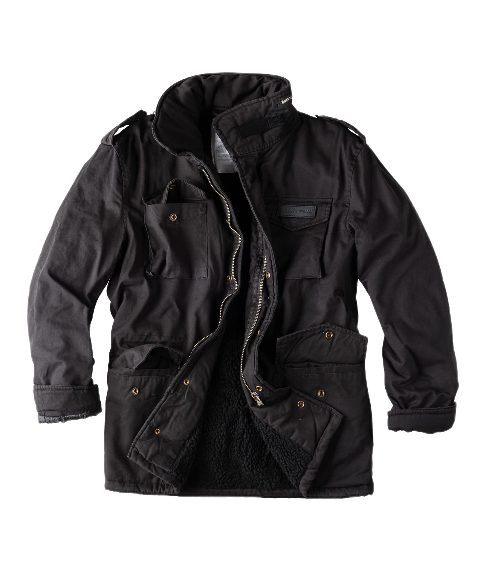 Men's Military Paratrooper Winter Jacket - Olive Green Washed Cotton - Cold Weather Tactical Outerwear for Hiking, Camping & Outdoor Adventures